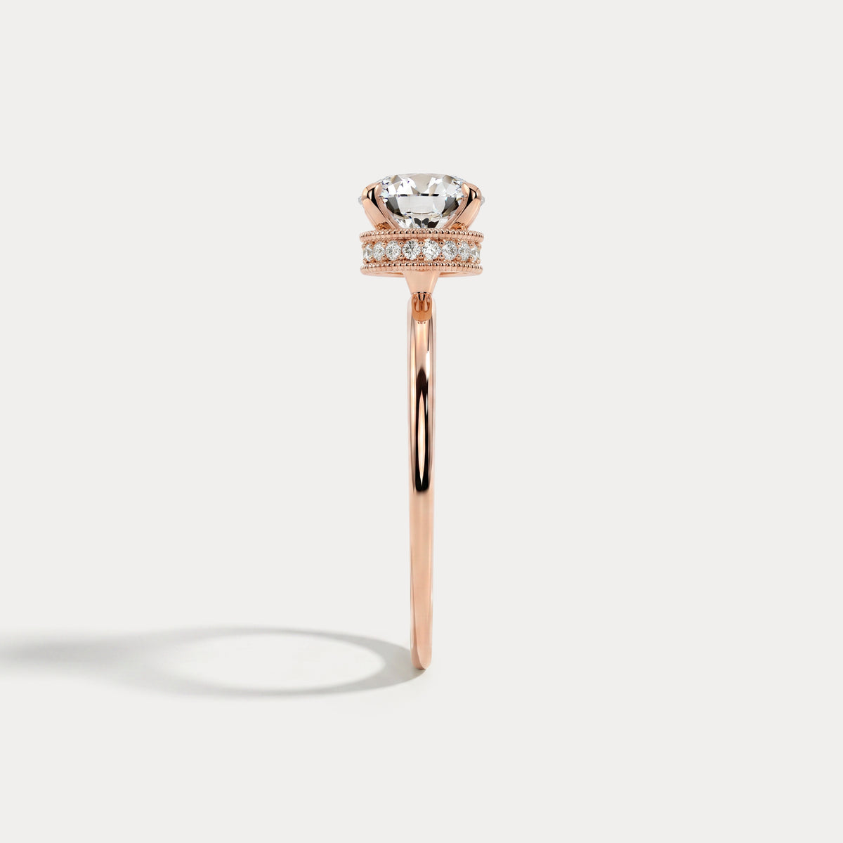 Liana丨Hidden Halo 1CT Round Lab Diamond Ring With Basket Setting - Rings