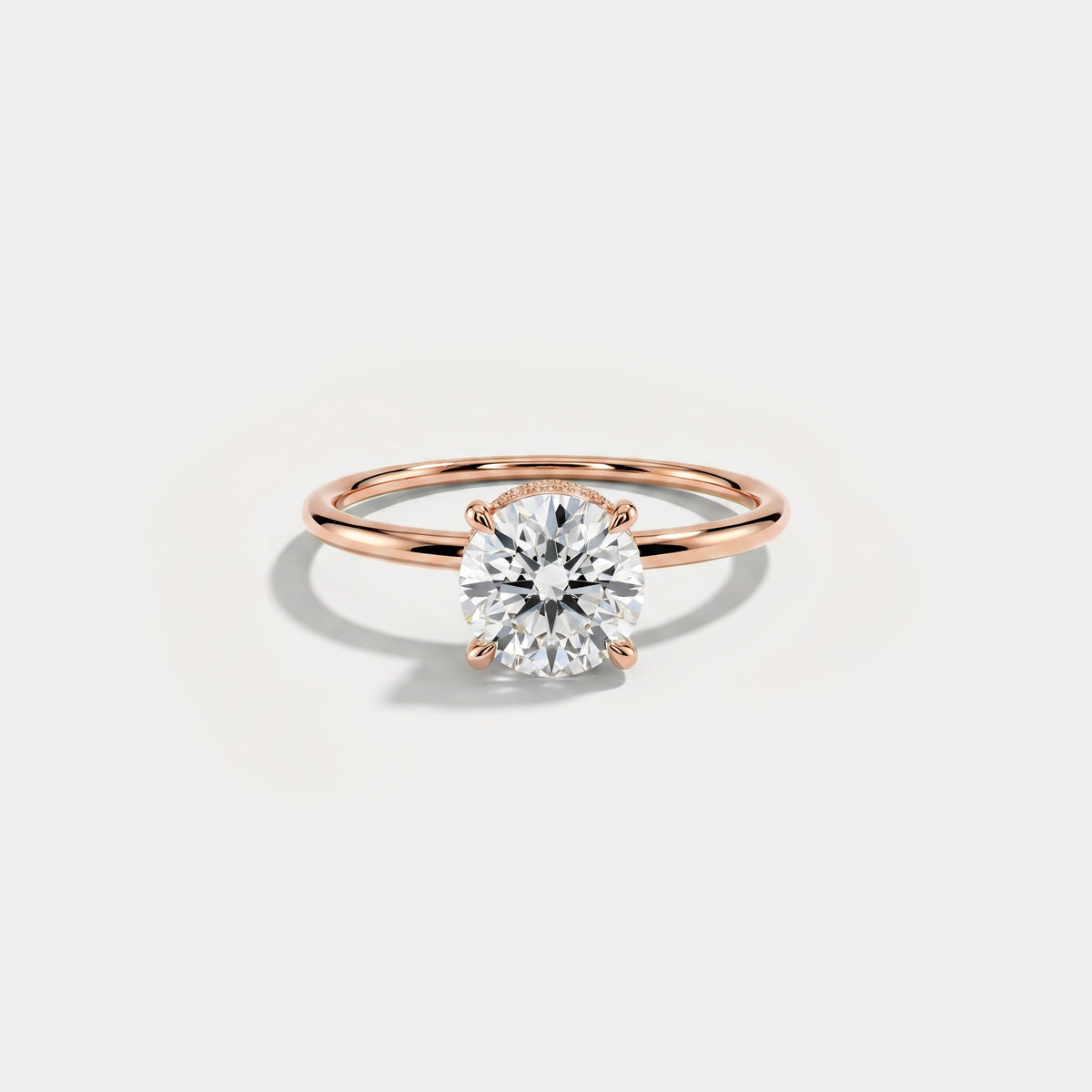 Liana丨Hidden Halo 1CT Round Lab Diamond Ring With Basket Setting - Rings