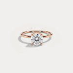 Liana丨Hidden Halo 1CT Round Lab Diamond Ring With Basket Setting - Rings