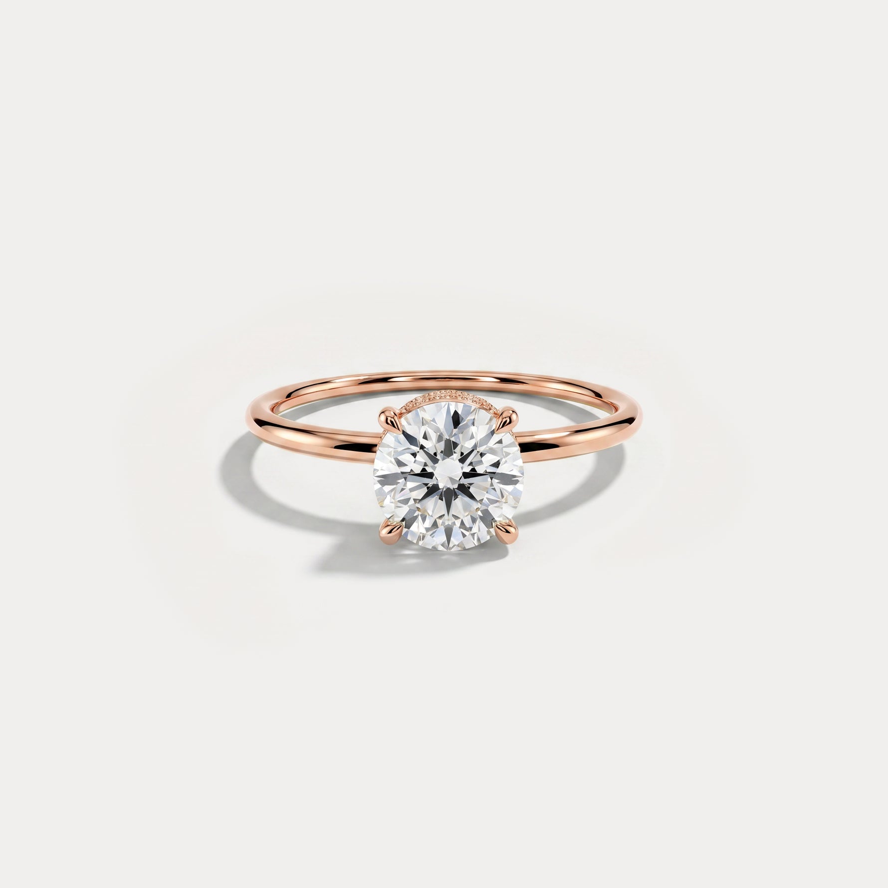 Liana丨Hidden Halo 1CT Round Lab Diamond Ring With Basket Setting - Rings