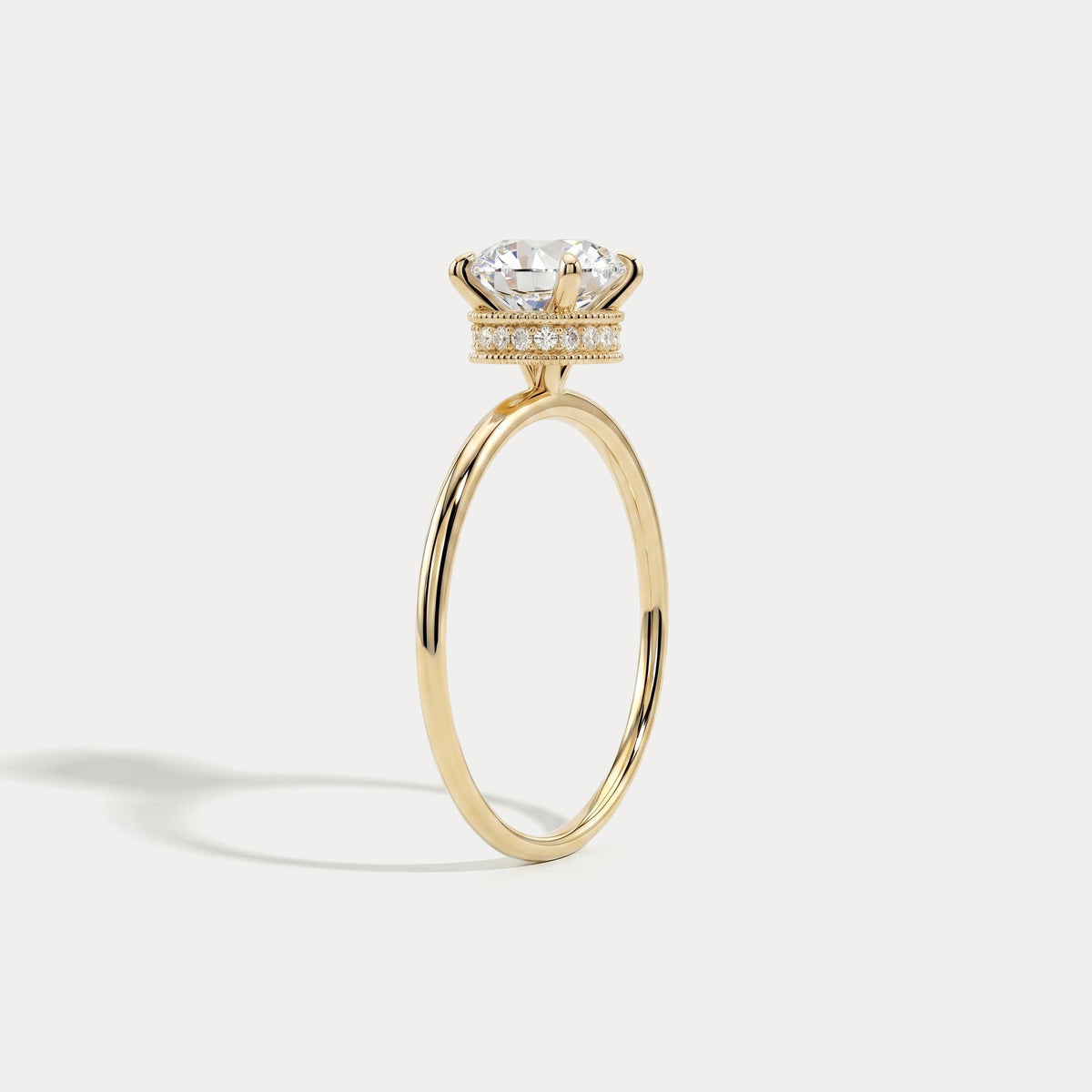 Liana丨Hidden Halo 1CT Round Lab Diamond Ring With Basket Setting - Rings