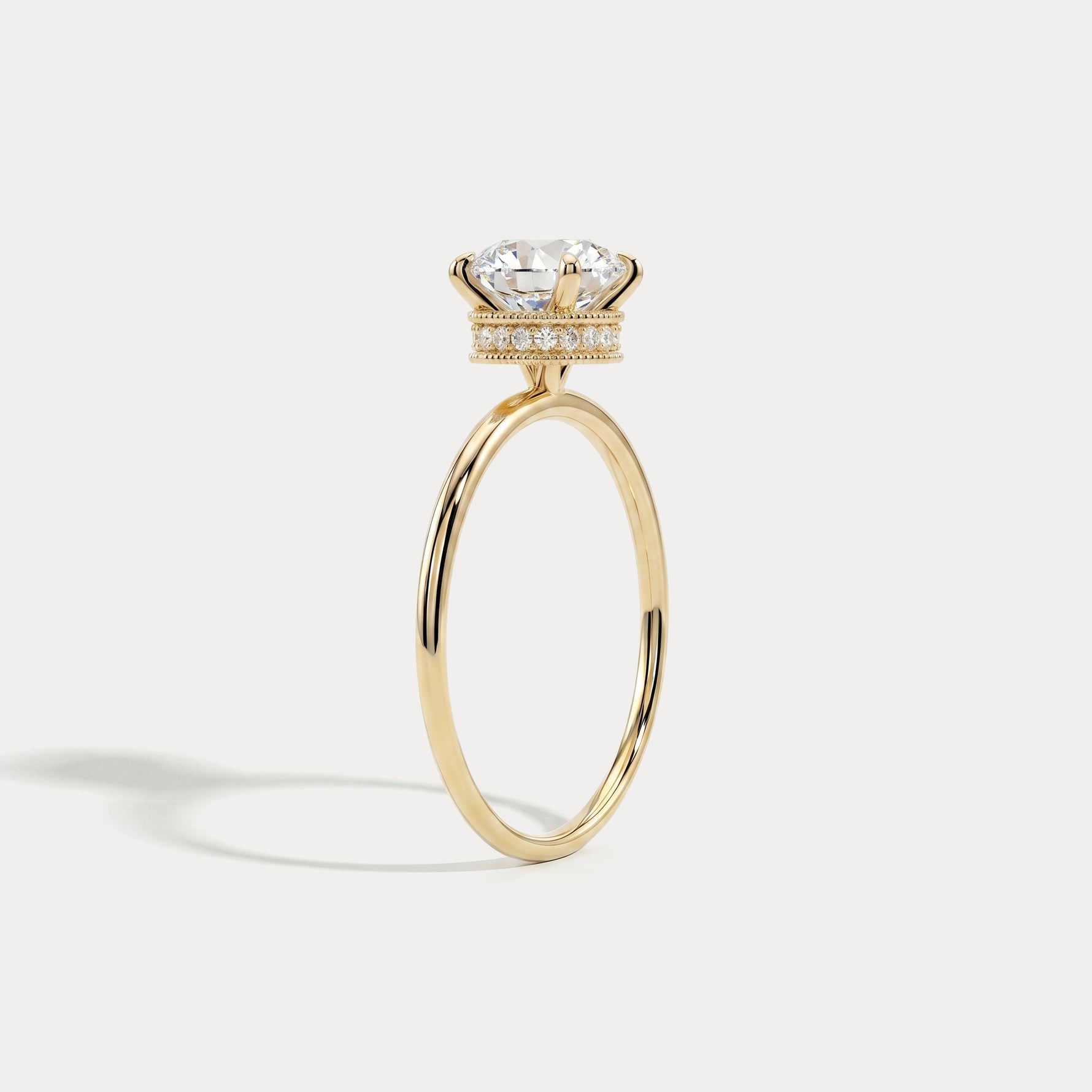 Liana丨Hidden Halo 1CT Round Lab Diamond Ring With Basket Setting - Rings
