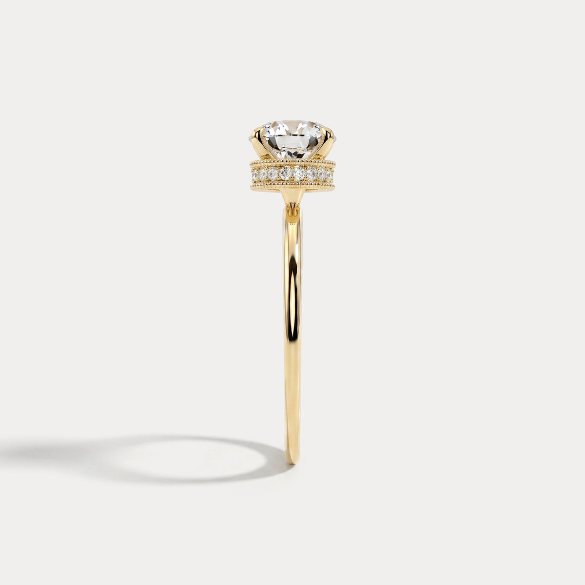 Liana丨Hidden Halo 1CT Round Lab Diamond Ring With Basket Setting - Rings