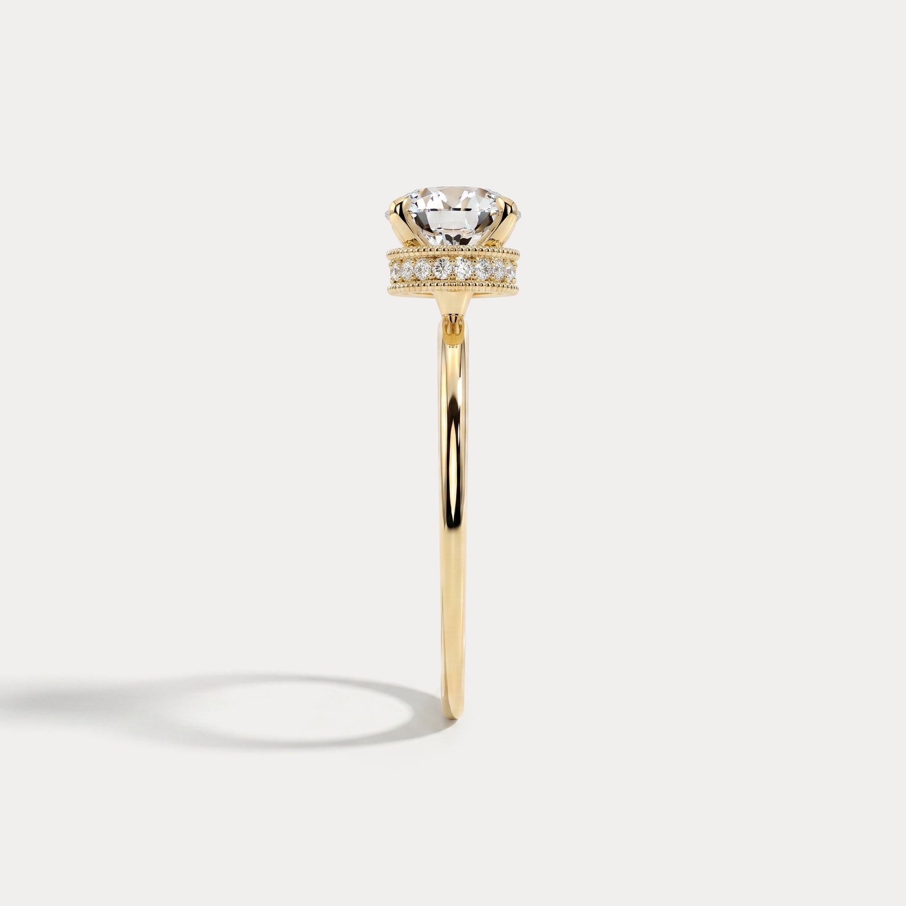 Liana丨Hidden Halo 1CT Round Lab Diamond Ring With Basket Setting - Rings
