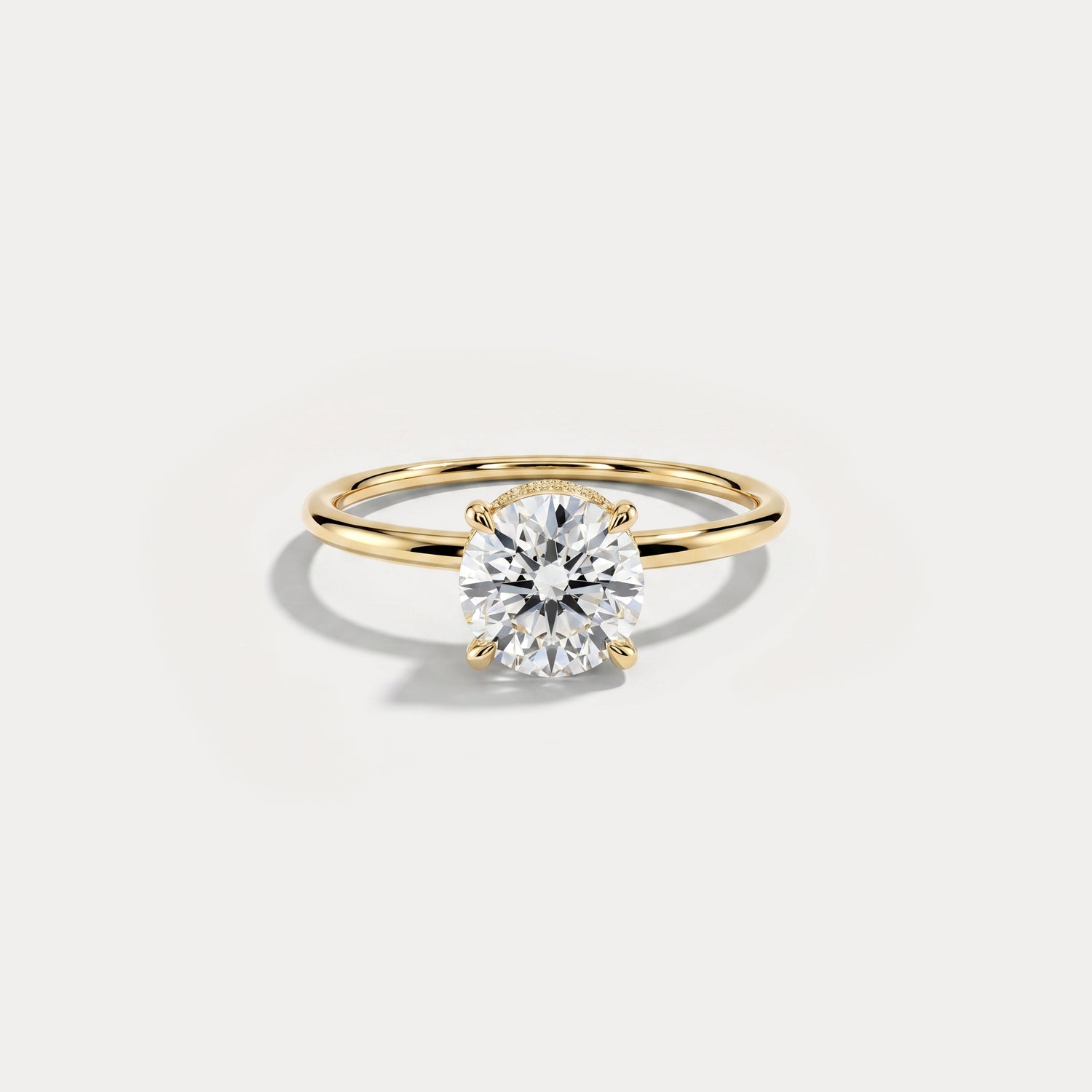 Liana丨Hidden Halo 1CT Round Lab Diamond Ring With Basket Setting - Rings
