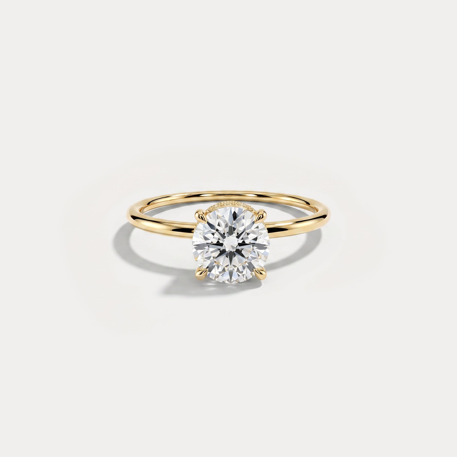 Liana丨Hidden Halo 1CT Round Lab Diamond Ring With Basket Setting - Rings