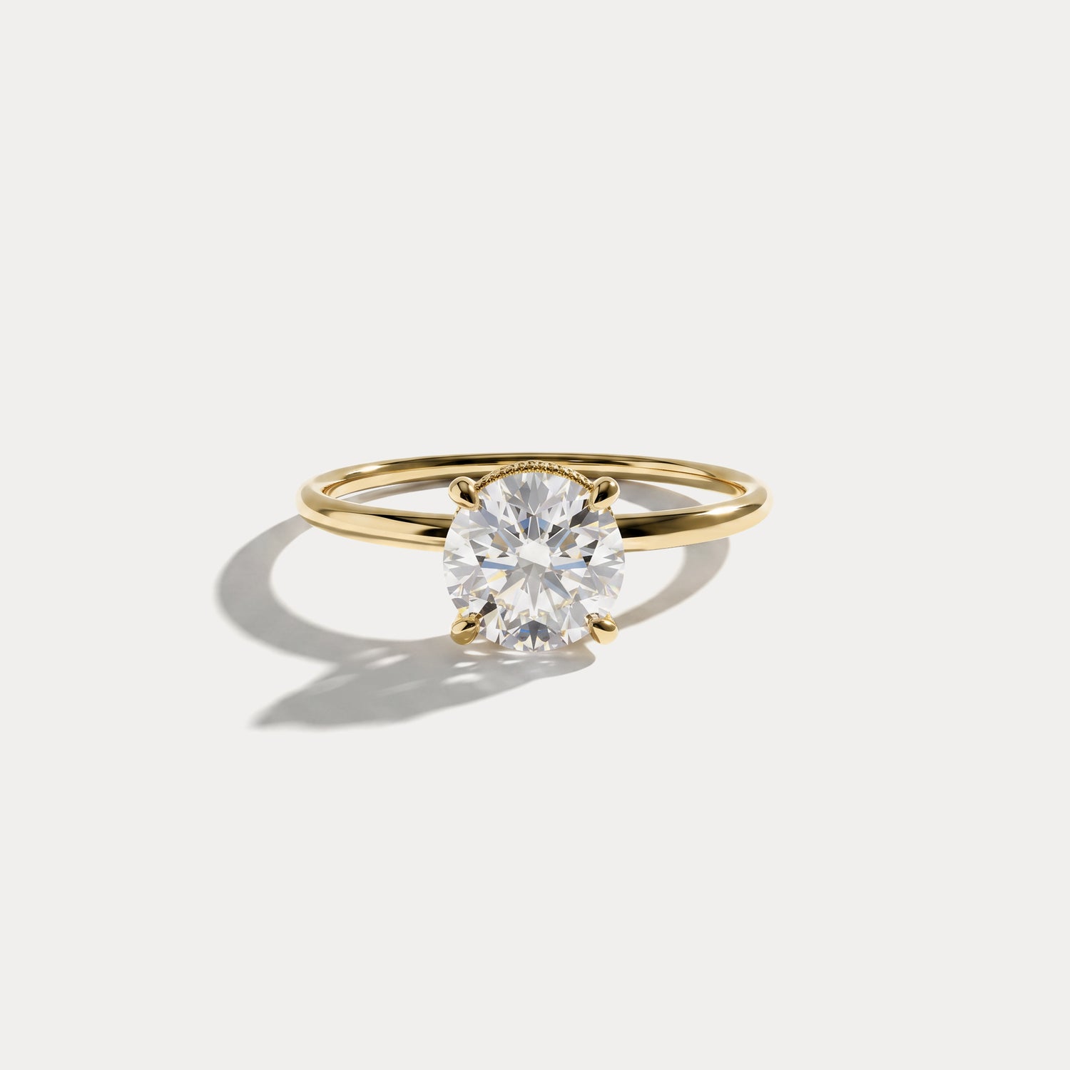 Liana丨Hidden Halo 1CT Round Lab Diamond Ring With Basket Setting