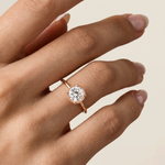 Liana丨Hidden Halo 1CT Round Lab Diamond Ring With Basket Setting - Rings