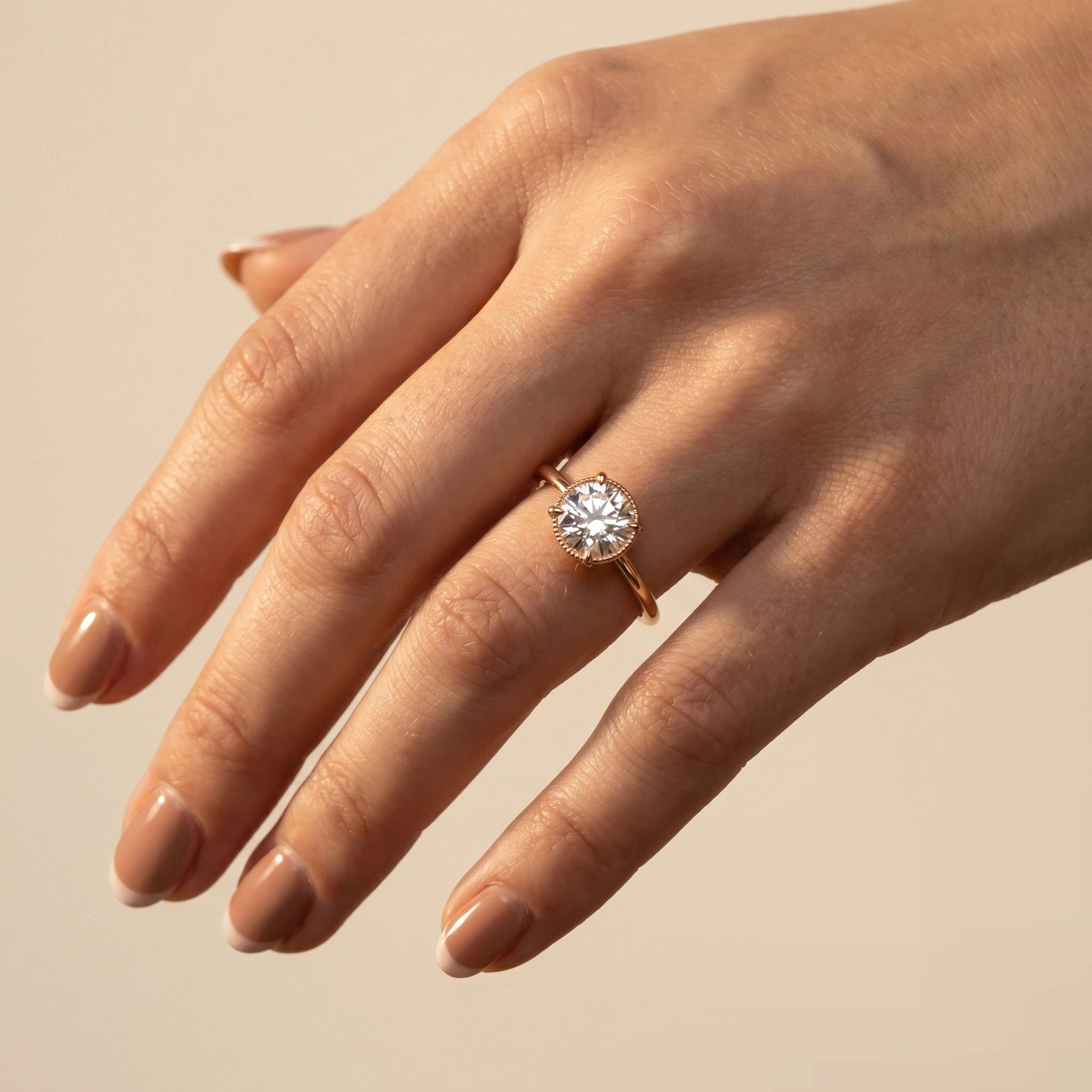 Liana丨Hidden Halo 1CT Round Lab Diamond Ring With Basket Setting - Rings