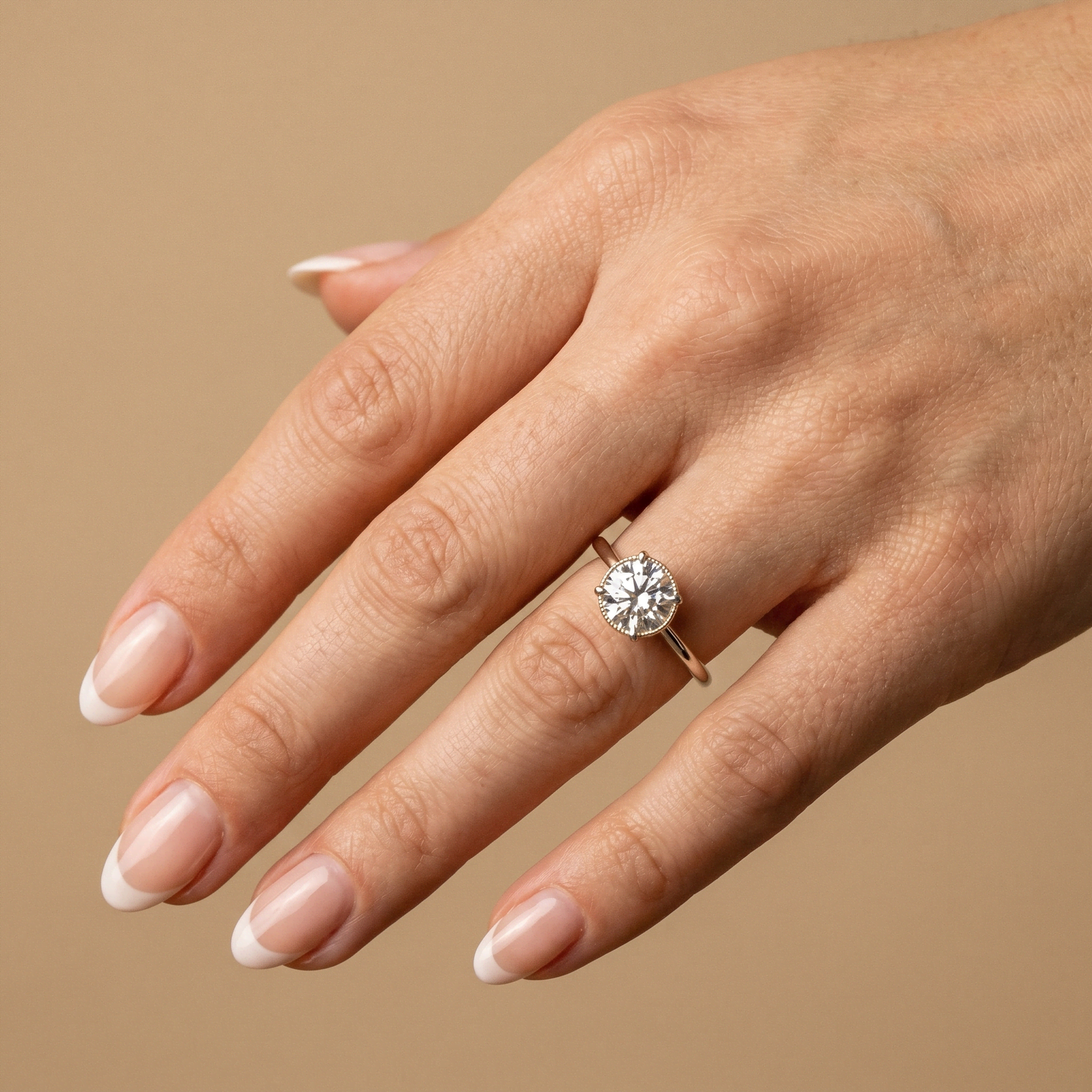 Liana丨Hidden Halo 1CT Round Lab Diamond Ring With Basket Setting - Rings