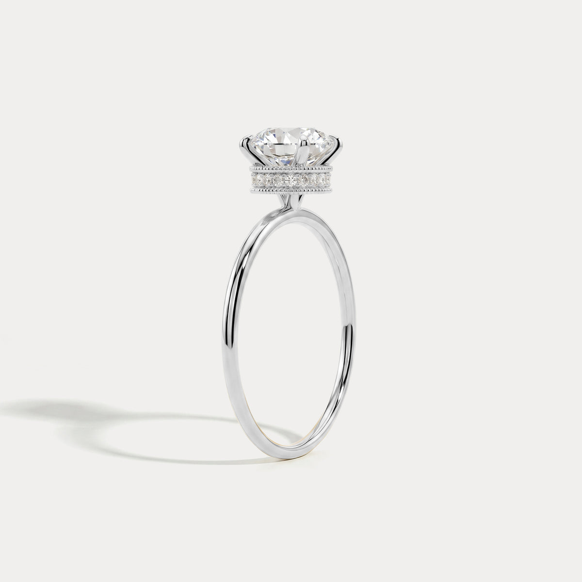 Liana丨Hidden Halo 1CT Round Lab Diamond Ring With Basket Setting - Rings