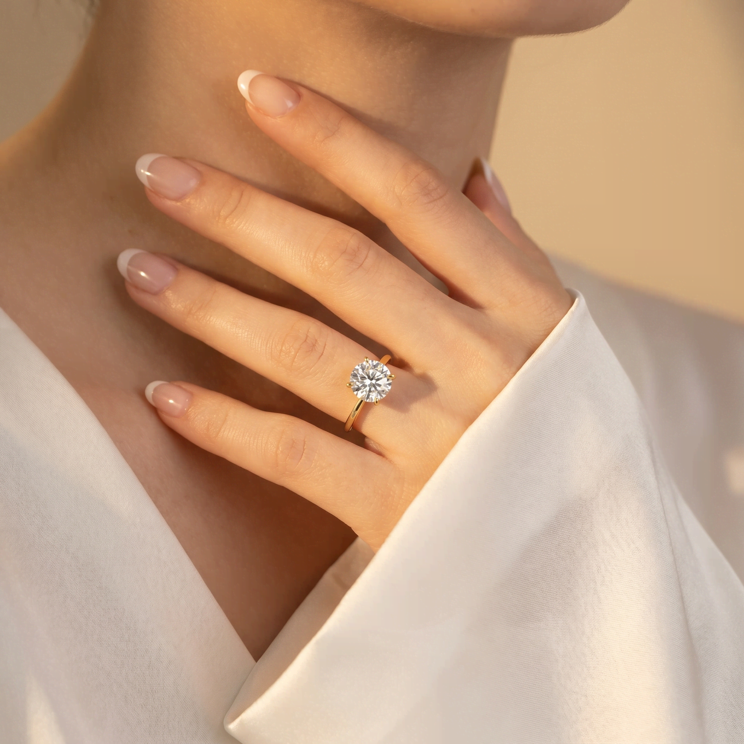 Liana丨Hidden Halo 2CT Round Lab Diamond Ring With Basket Setting - Rings