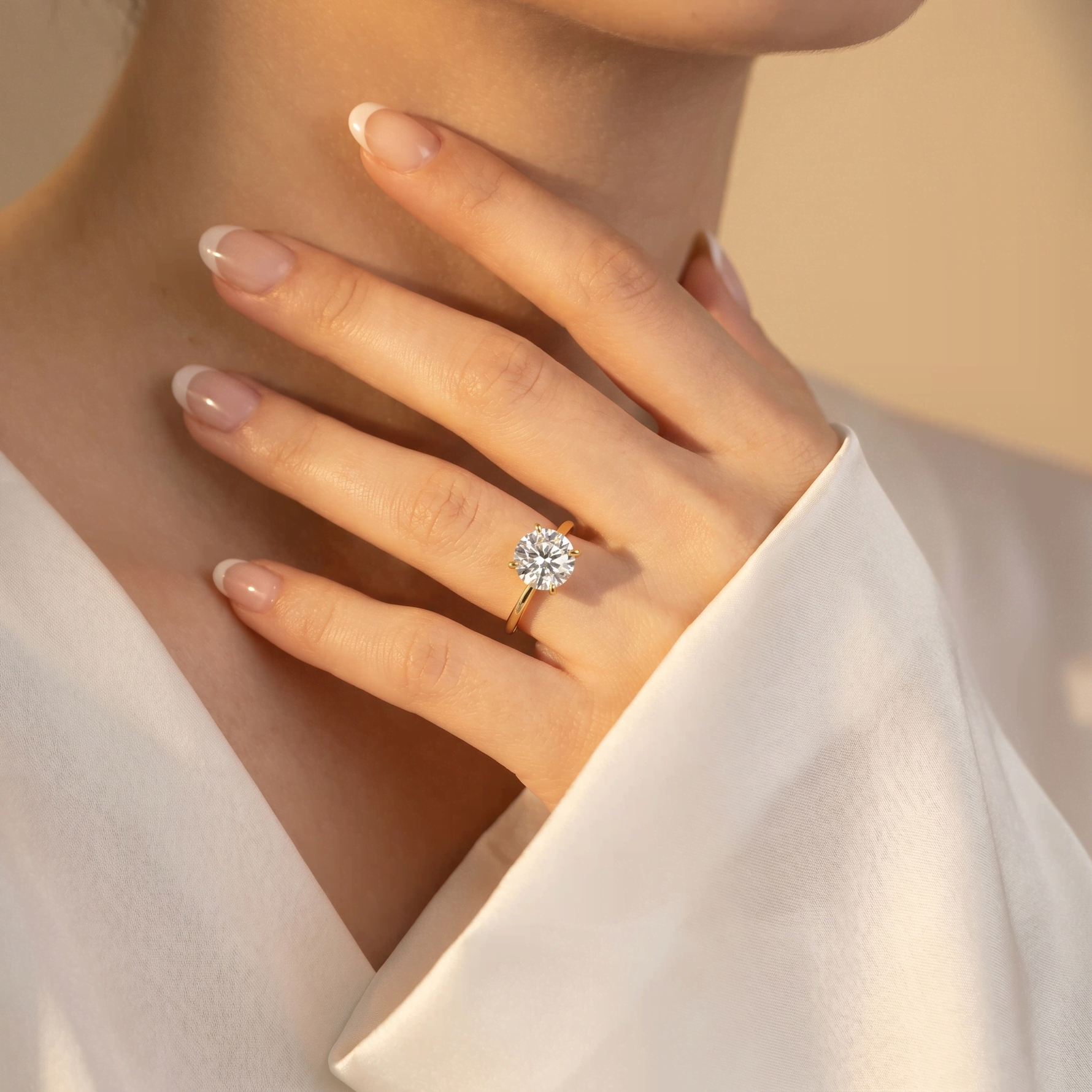 Liana丨Hidden Halo 2CT Round Lab Diamond Ring With Basket Setting - Rings