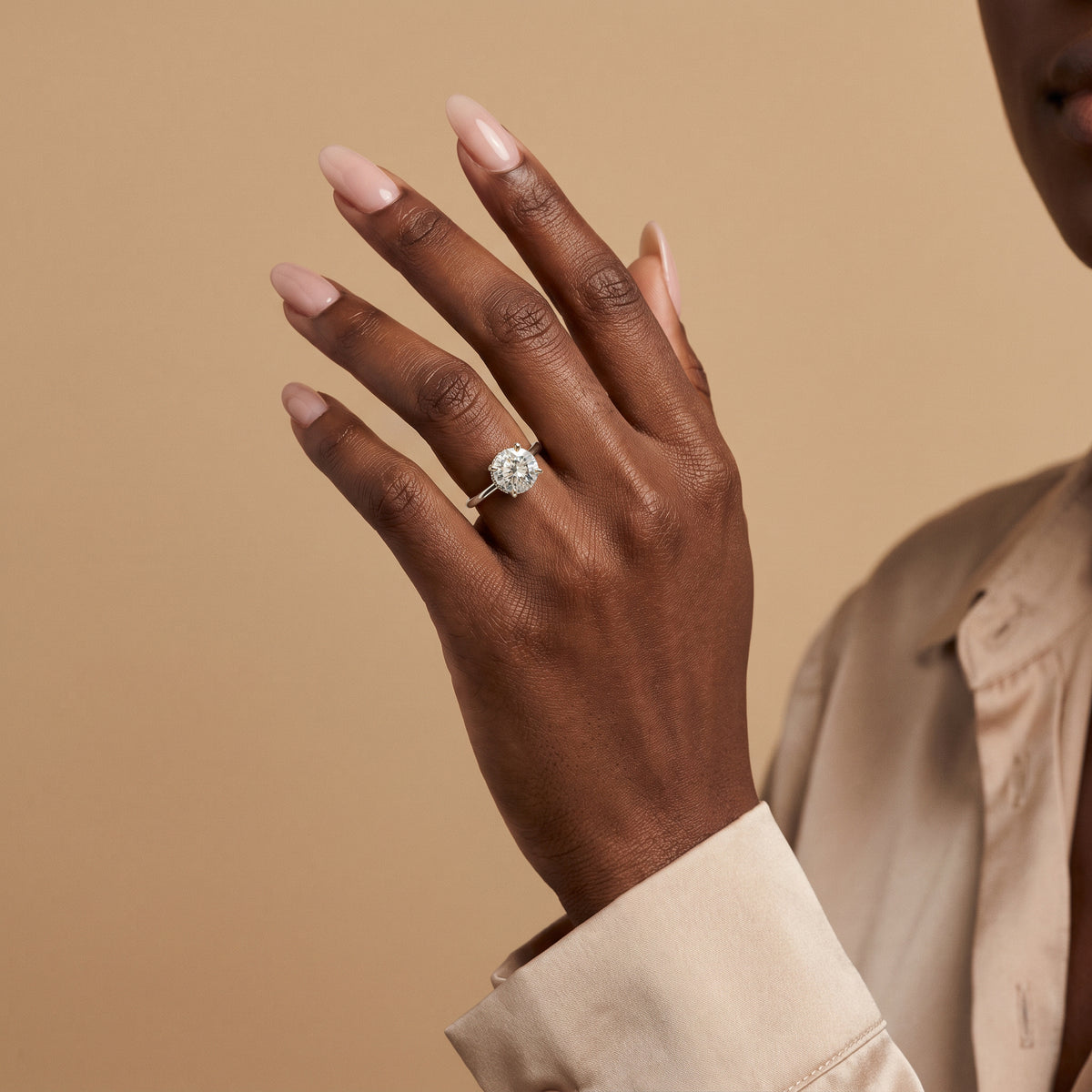 Liana丨Hidden Halo 2CT Round Lab Diamond Ring With Basket Setting - Rings