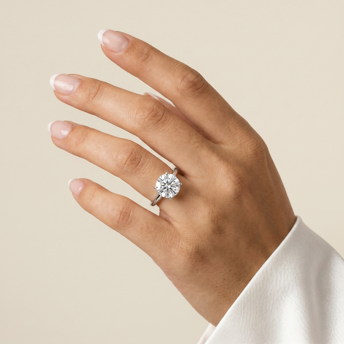Liana丨Hidden Halo 3CT Round Lab Diamond Ring With Basket Setting - Rings