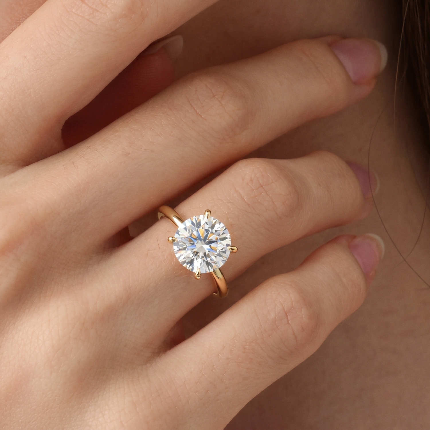 Liana丨Hidden Halo 3CT Round Lab Diamond Ring With Basket Setting - Rings