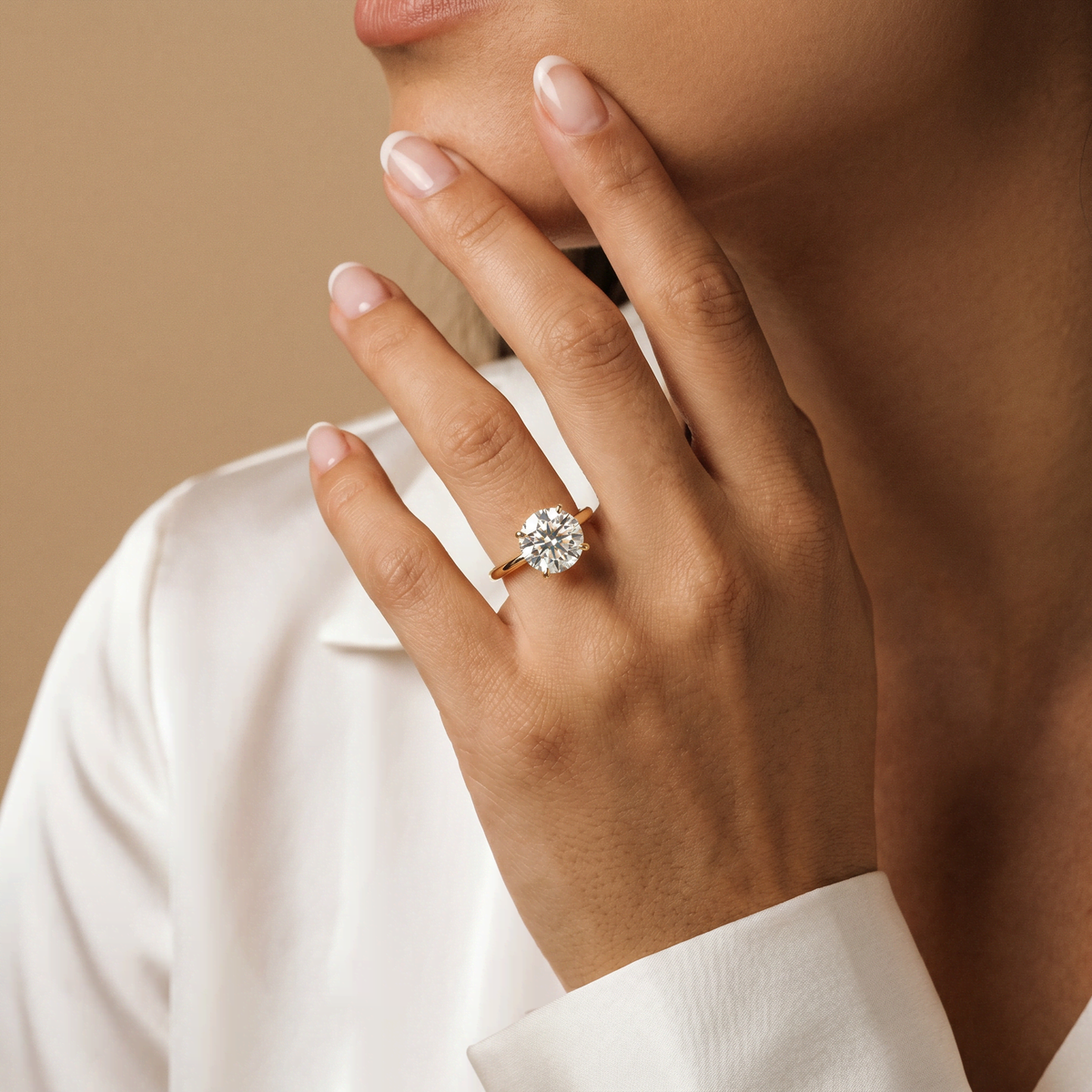 Liana丨Hidden Halo 3CT Round Lab Diamond Ring With Basket Setting - Rings