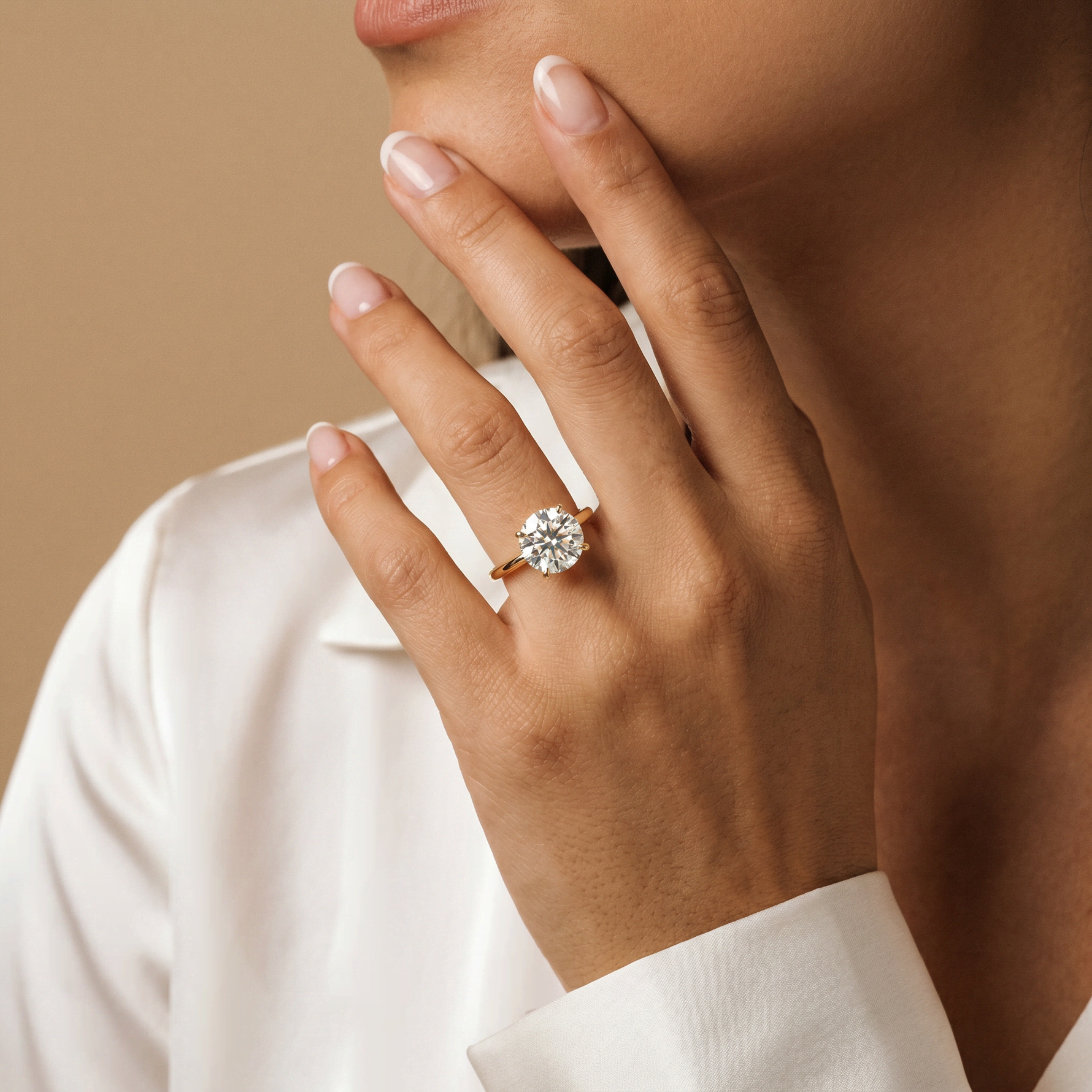 Liana丨Hidden Halo 3CT Round Lab Diamond Ring With Basket Setting - Rings
