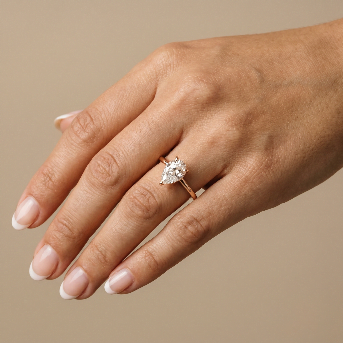 Elora丨Hidden Halo 1CT Pear Lab Diamond Ring with Basket Setting - Rings