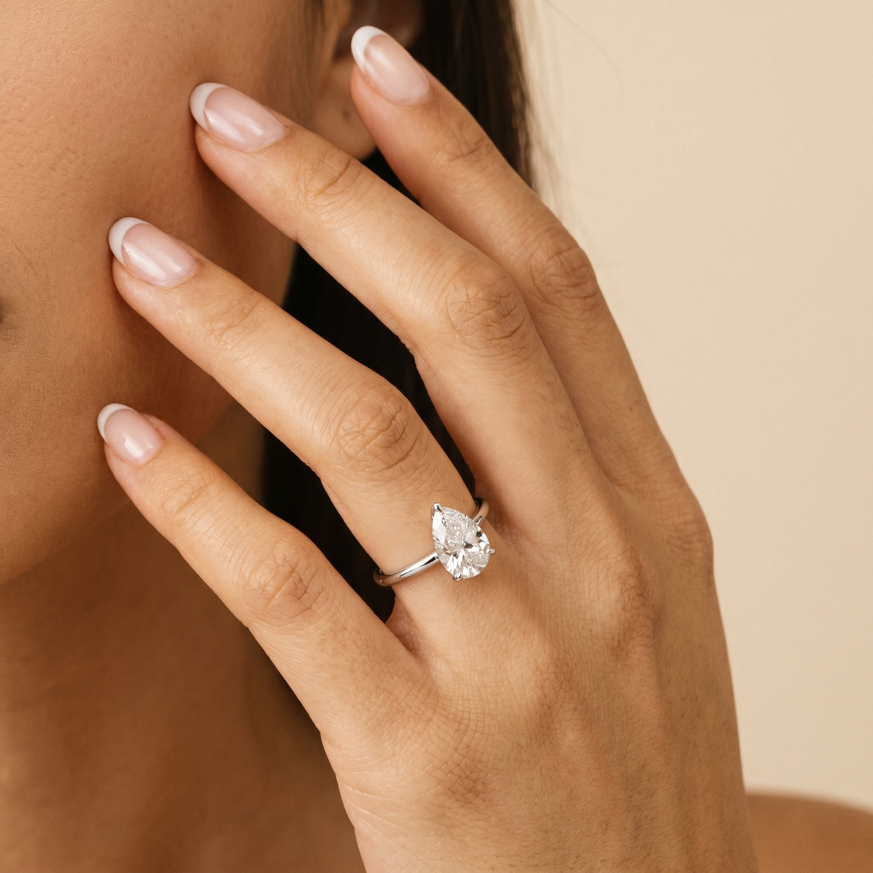 Elora丨Hidden Halo 1CT Pear Lab Diamond Ring with Basket Setting - Rings