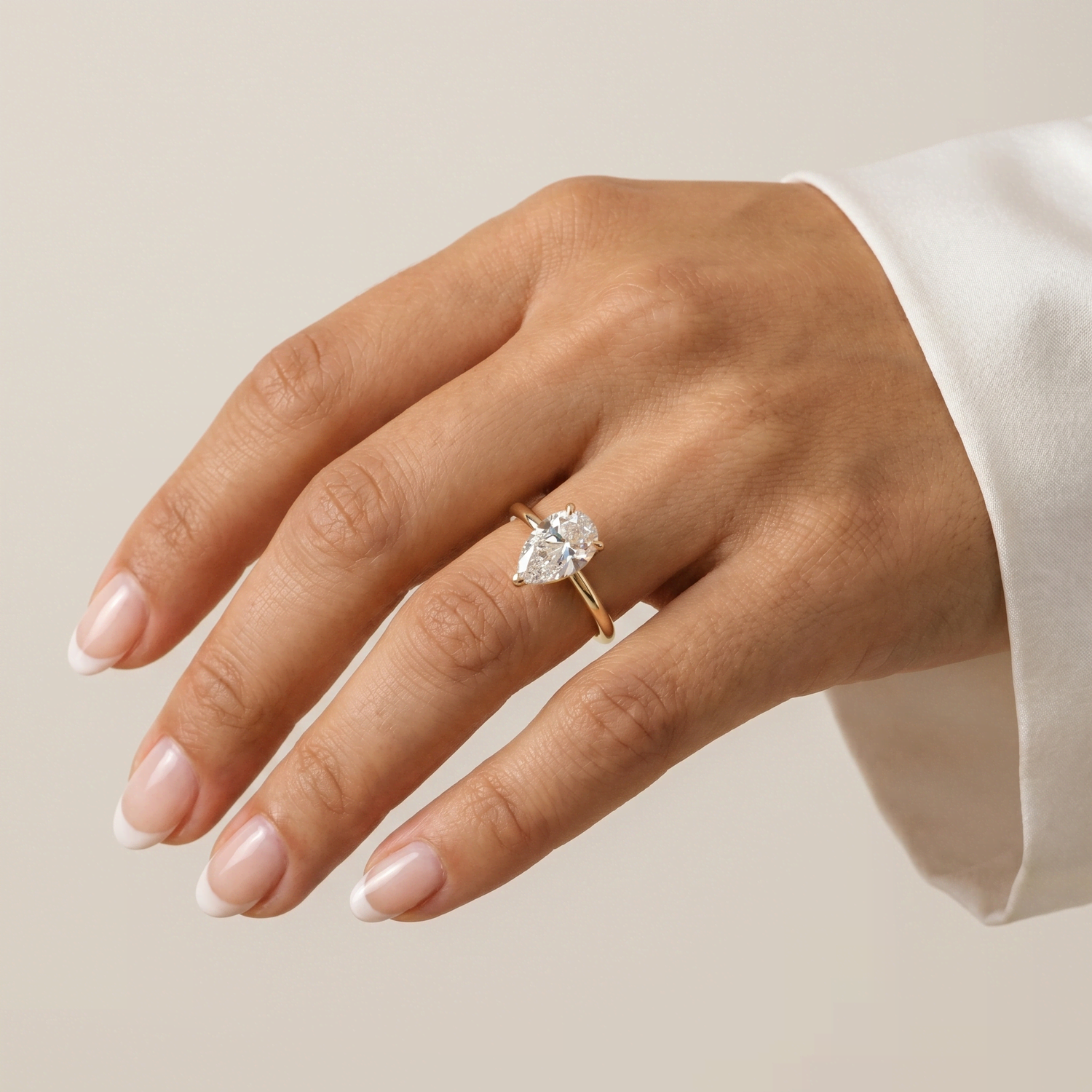 Elora丨Hidden Halo 1CT Pear Lab Diamond Ring with Basket Setting - Rings