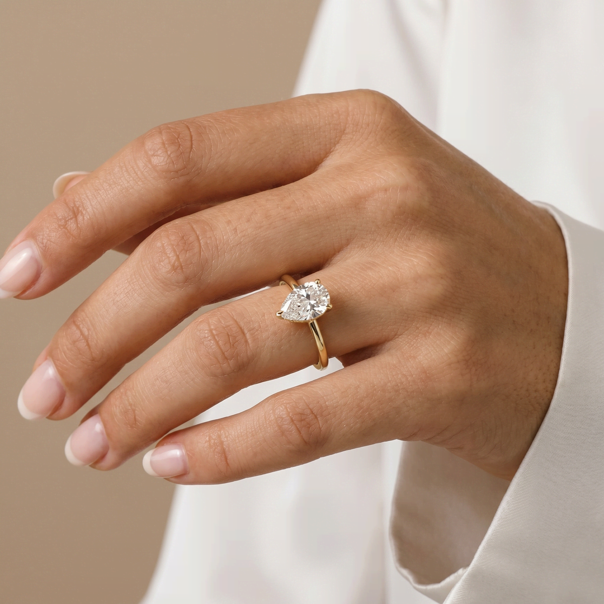 Elora丨Hidden Halo 1CT Pear Lab Diamond Ring with Basket Setting - Rings