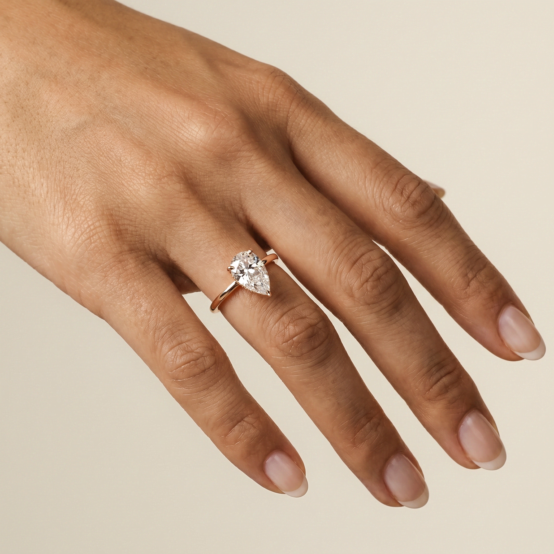 Elora丨Hidden Halo 2CT Pear Lab Diamond Ring with Basket Setting - Rings