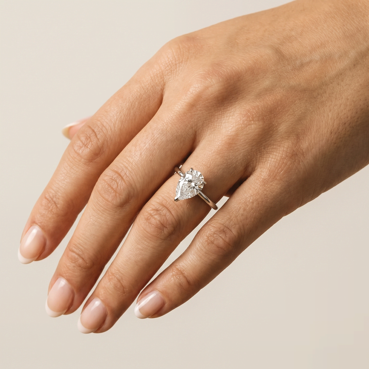 Elora丨Hidden Halo 2CT Pear Lab Diamond Ring with Basket Setting - Rings