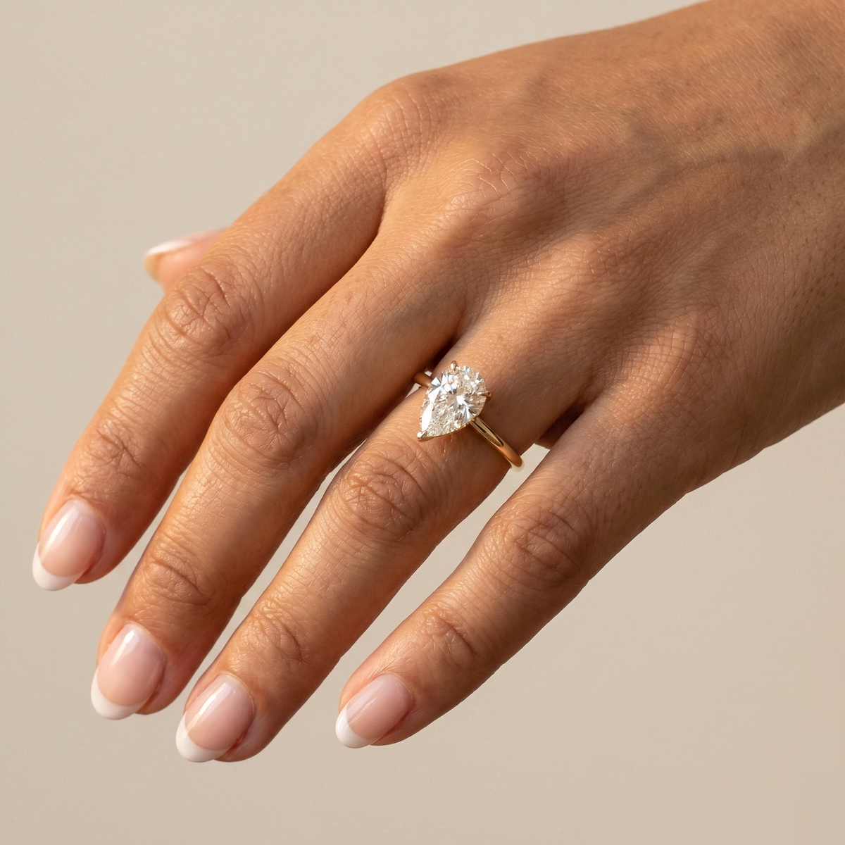 Elora丨Hidden Halo 2CT Pear Lab Diamond Ring with Basket Setting - Rings