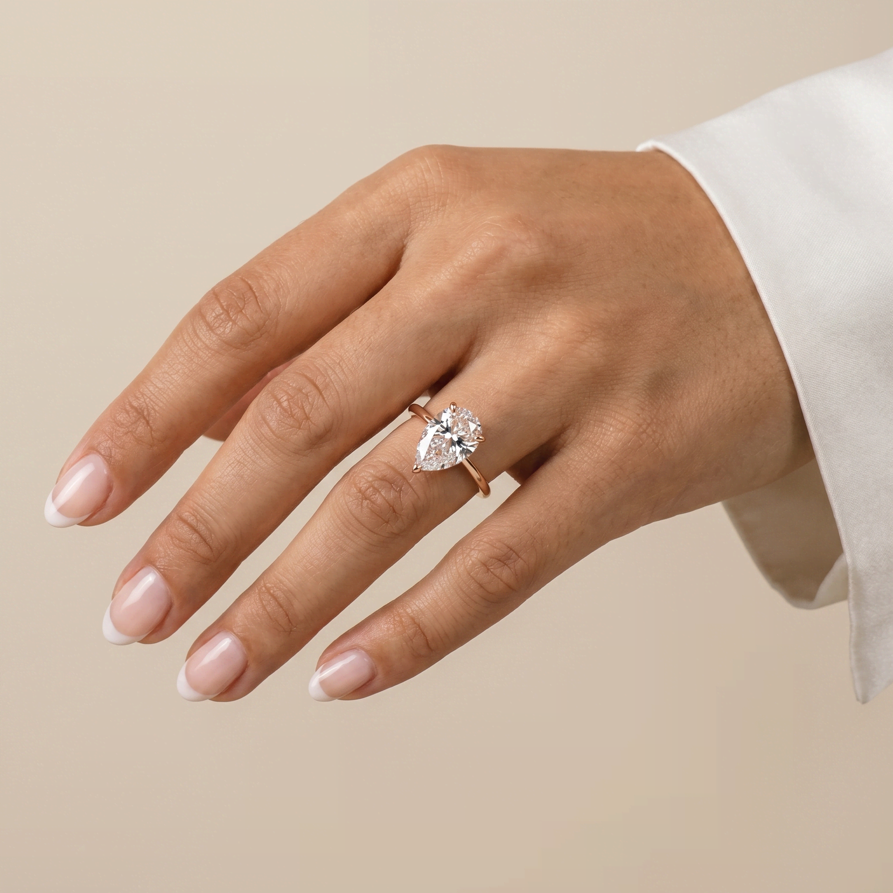 Elora丨Hidden Halo 3CT Pear Lab Diamond Ring with Basket Setting - Rings