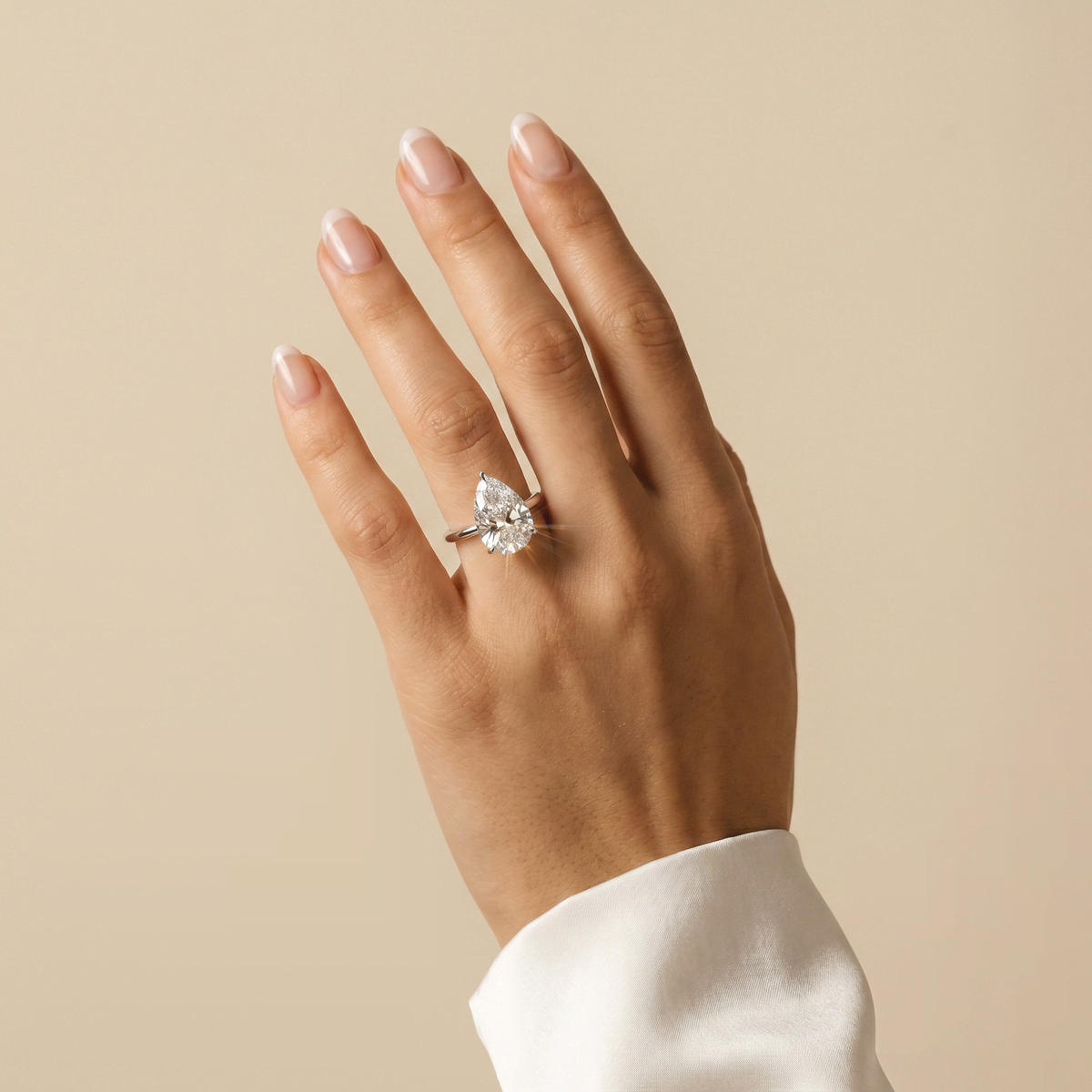 Elora丨Hidden Halo 3CT Pear Lab Diamond Ring with Basket Setting - Rings