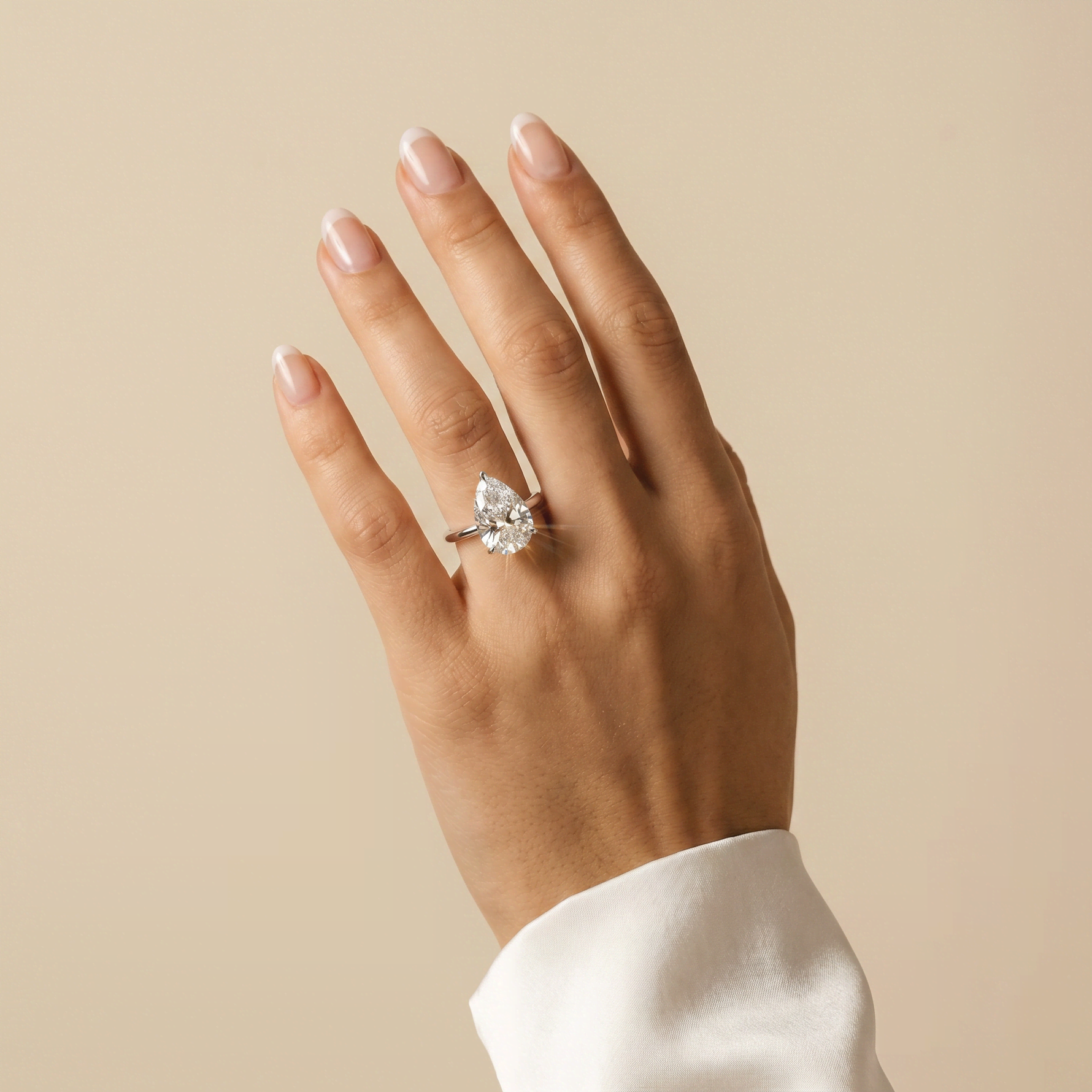 Elora丨Hidden Halo 3CT Pear Lab Diamond Ring with Basket Setting - Rings