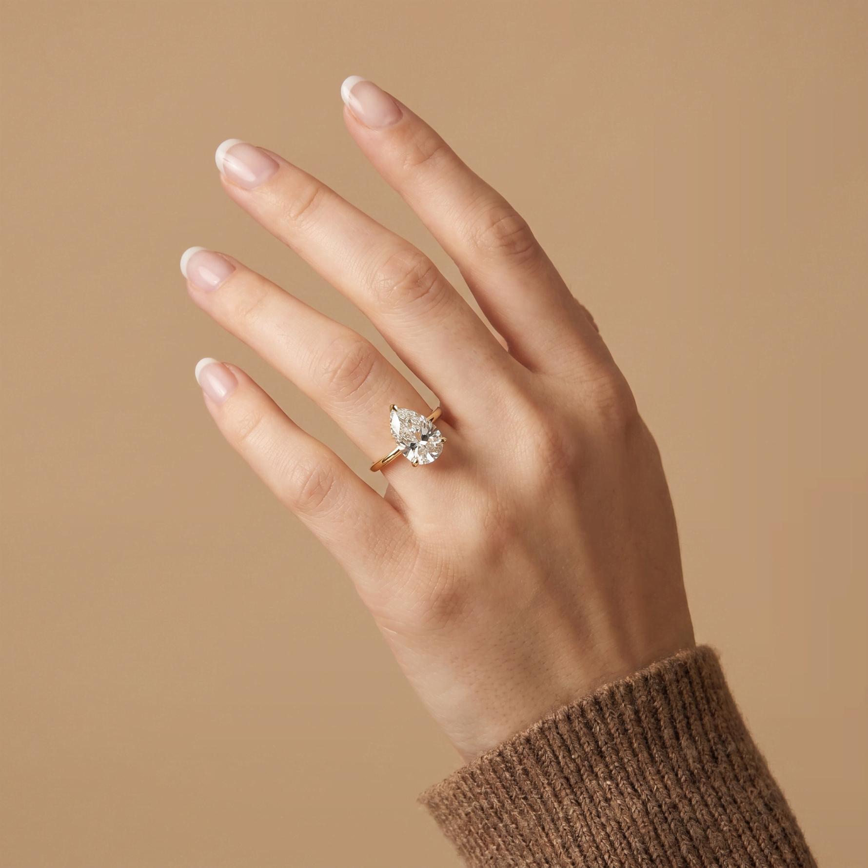 Elora丨Hidden Halo 3CT Pear Lab Diamond Ring with Basket Setting - Rings