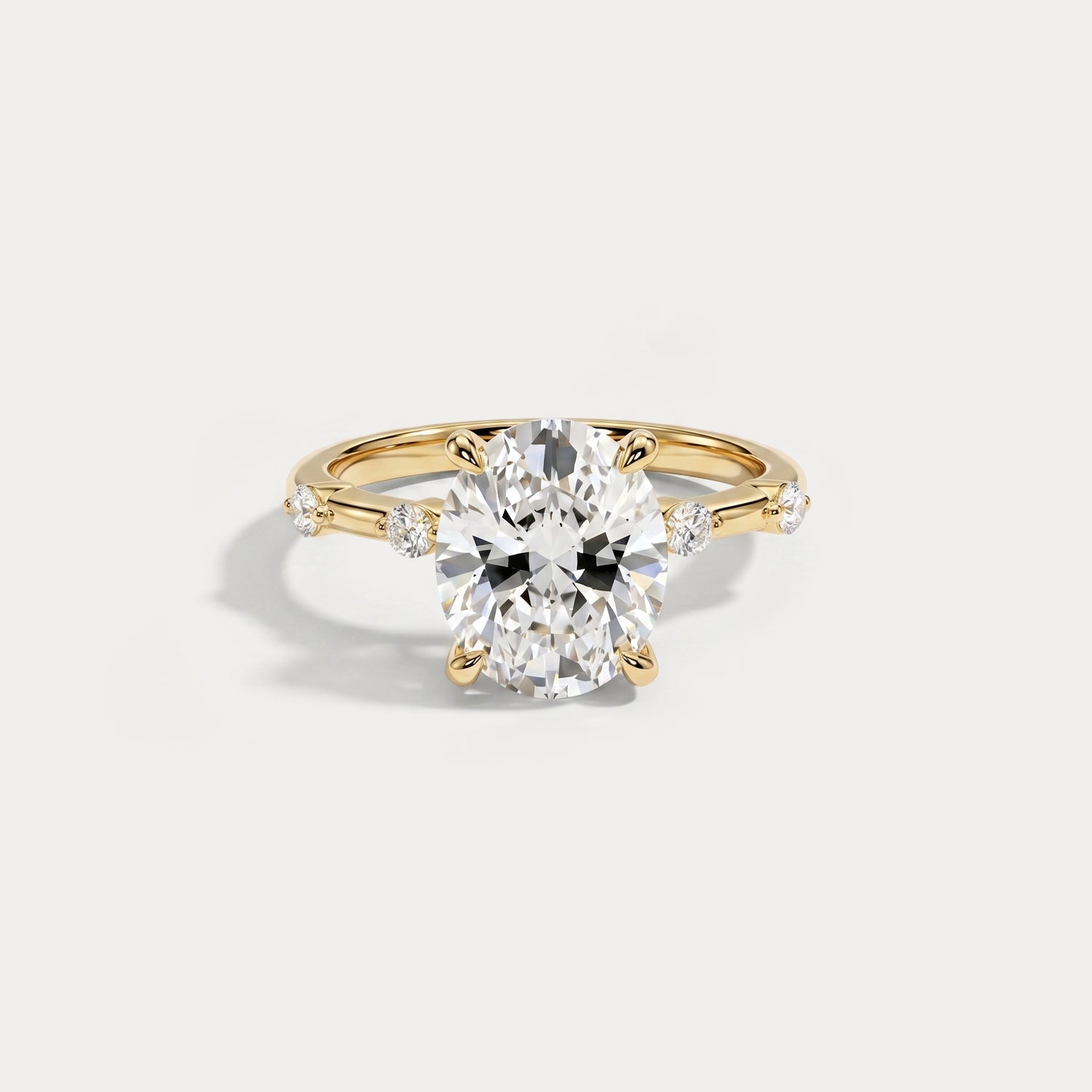 Remy丨Oval Lab Diamond Hidden Halo Engagement Ring with Floating Diamond Accents - Rings