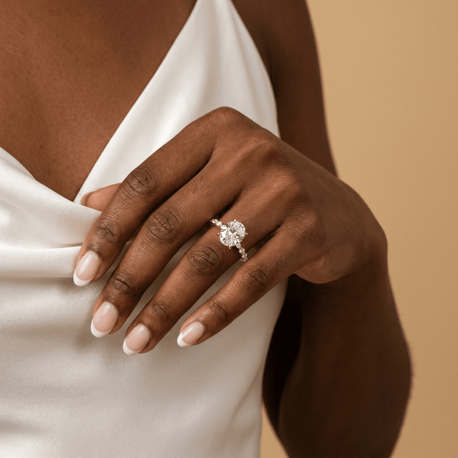 Harlow丨Oval Lab Diamond Engagement Ring with Marquise and Round Accent Diamonds - Rings