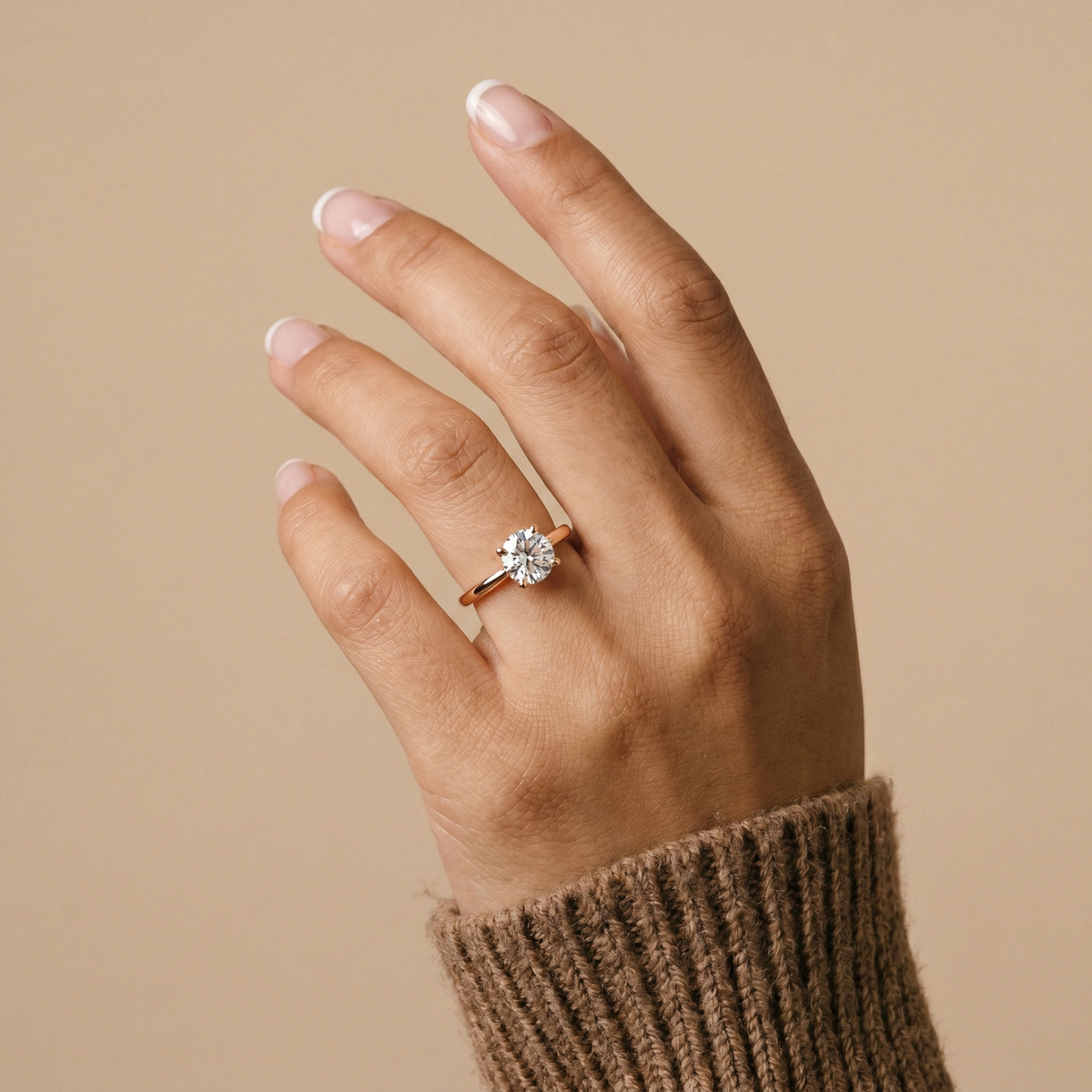 Aria丨1CT Round Lab Grown Diamond Ring In 14K Gold - Rings