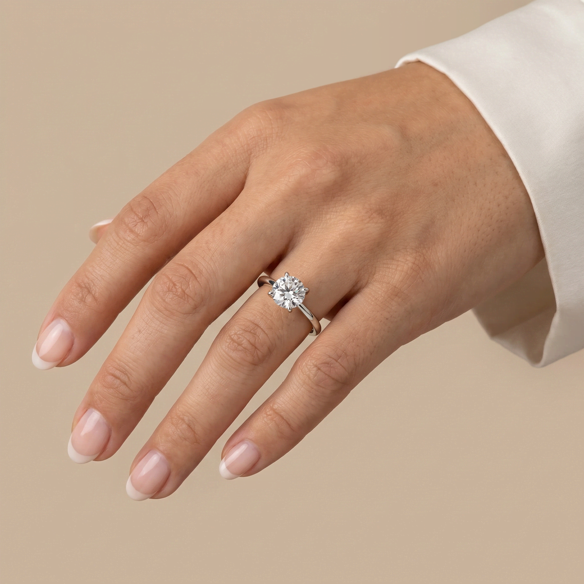 Aria丨1CT Round Lab Grown Diamond Ring In 14K Gold - Rings