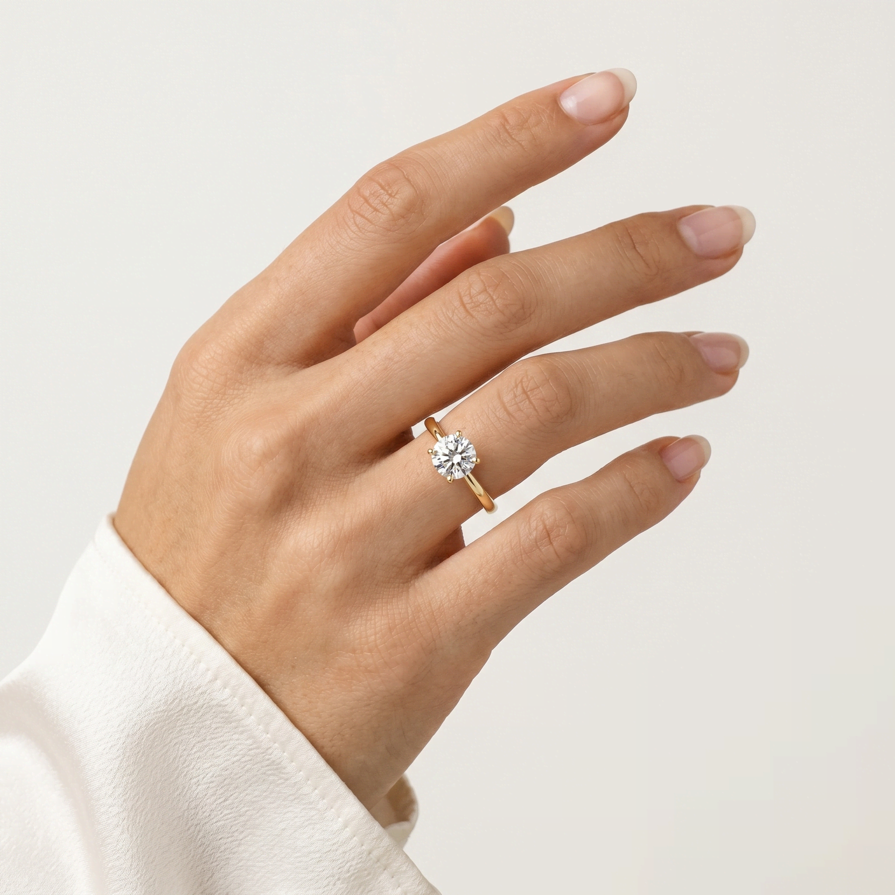 Aria丨1CT Round Lab Grown Diamond Ring In 14K Gold - Rings