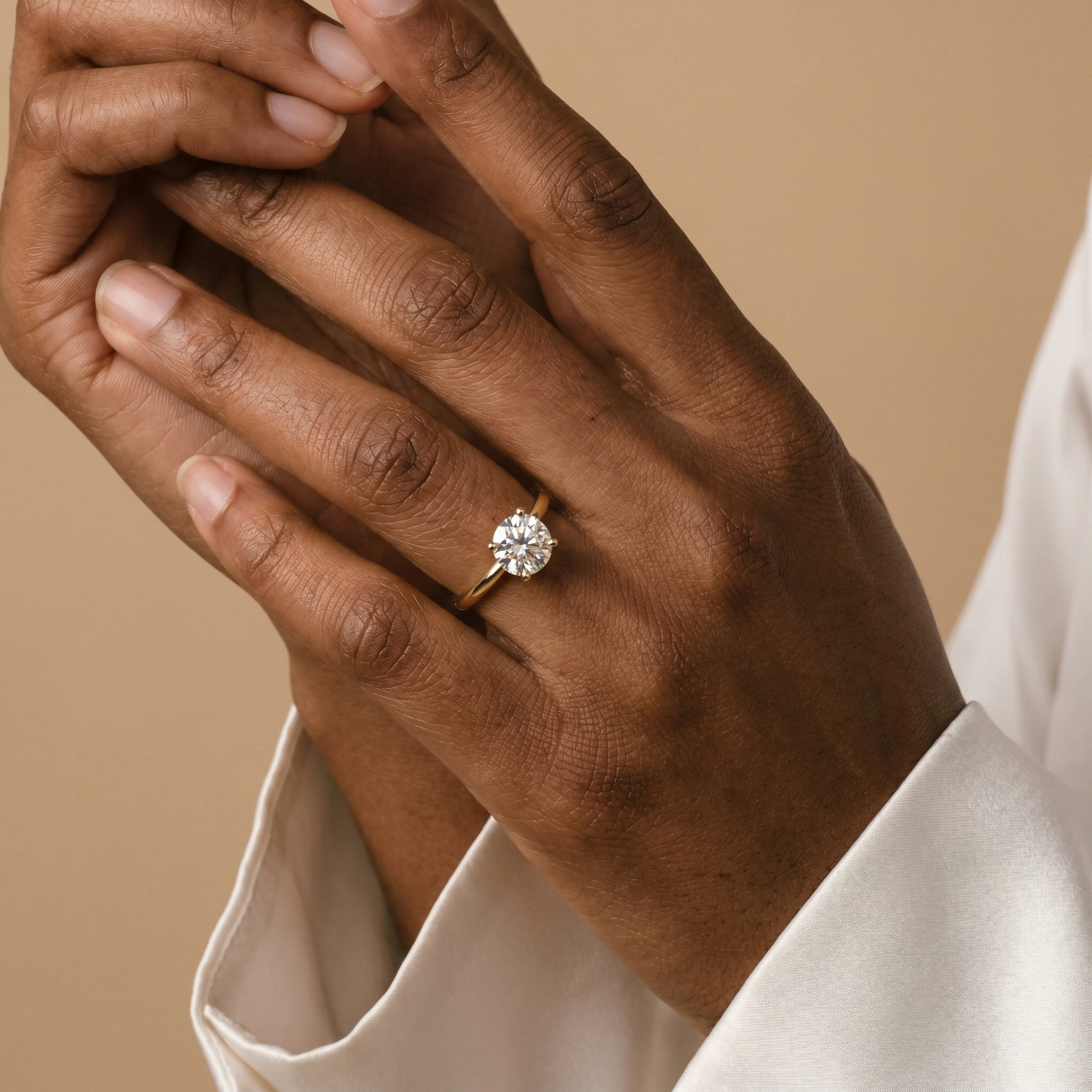 Aria丨1CT Round Lab Grown Diamond Ring In 14K Gold - Rings