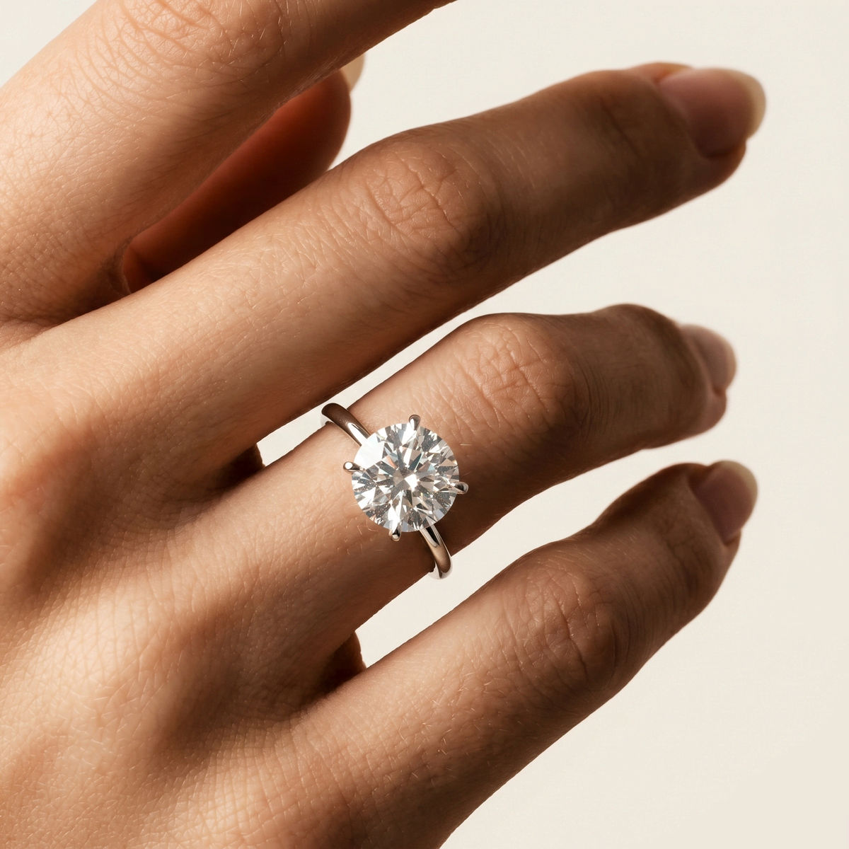 Aria丨2CT Round Lab Grown Diamond Ring In 14K Gold - Rings
