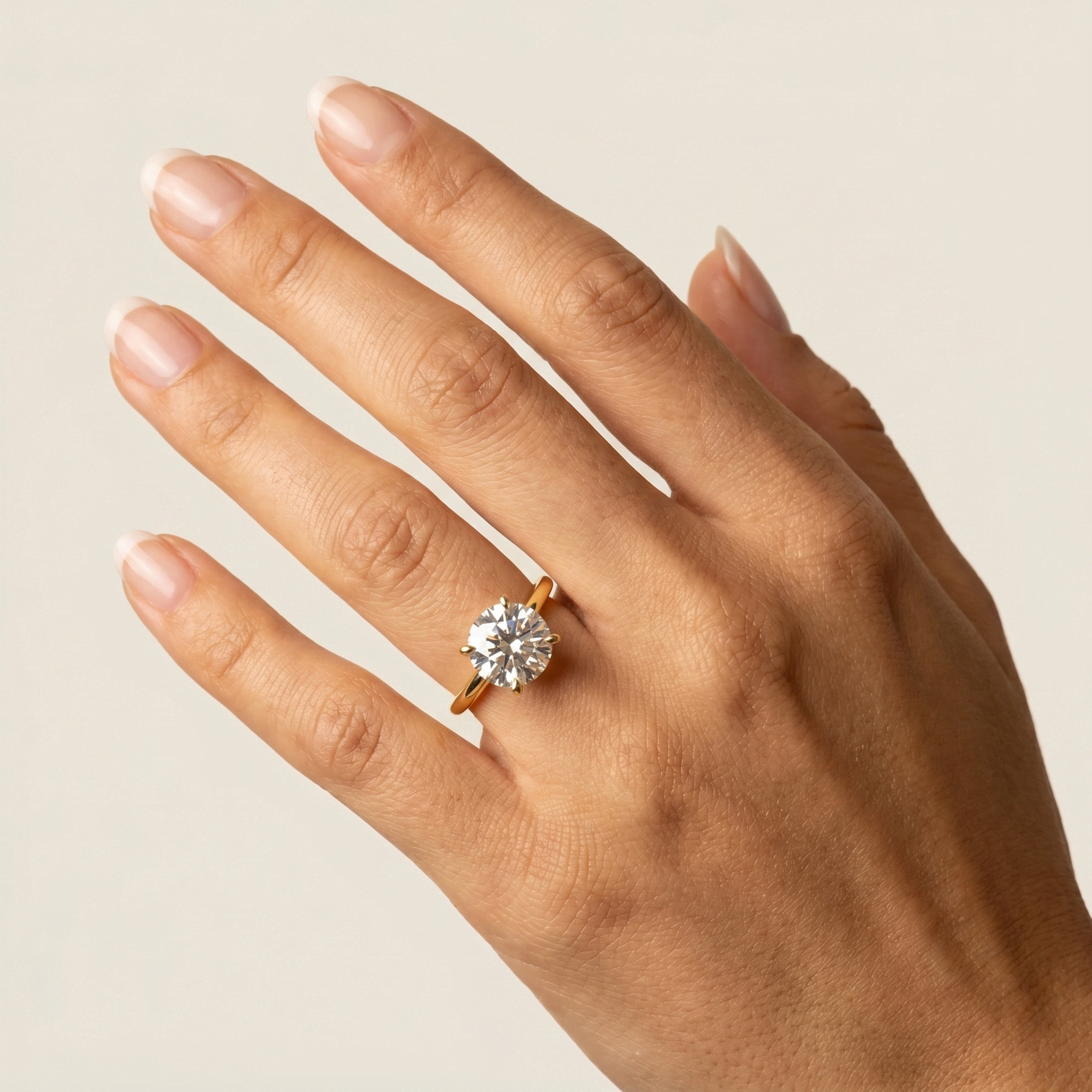 Aria丨2CT Round Lab Grown Diamond Ring In 14K Gold - Rings