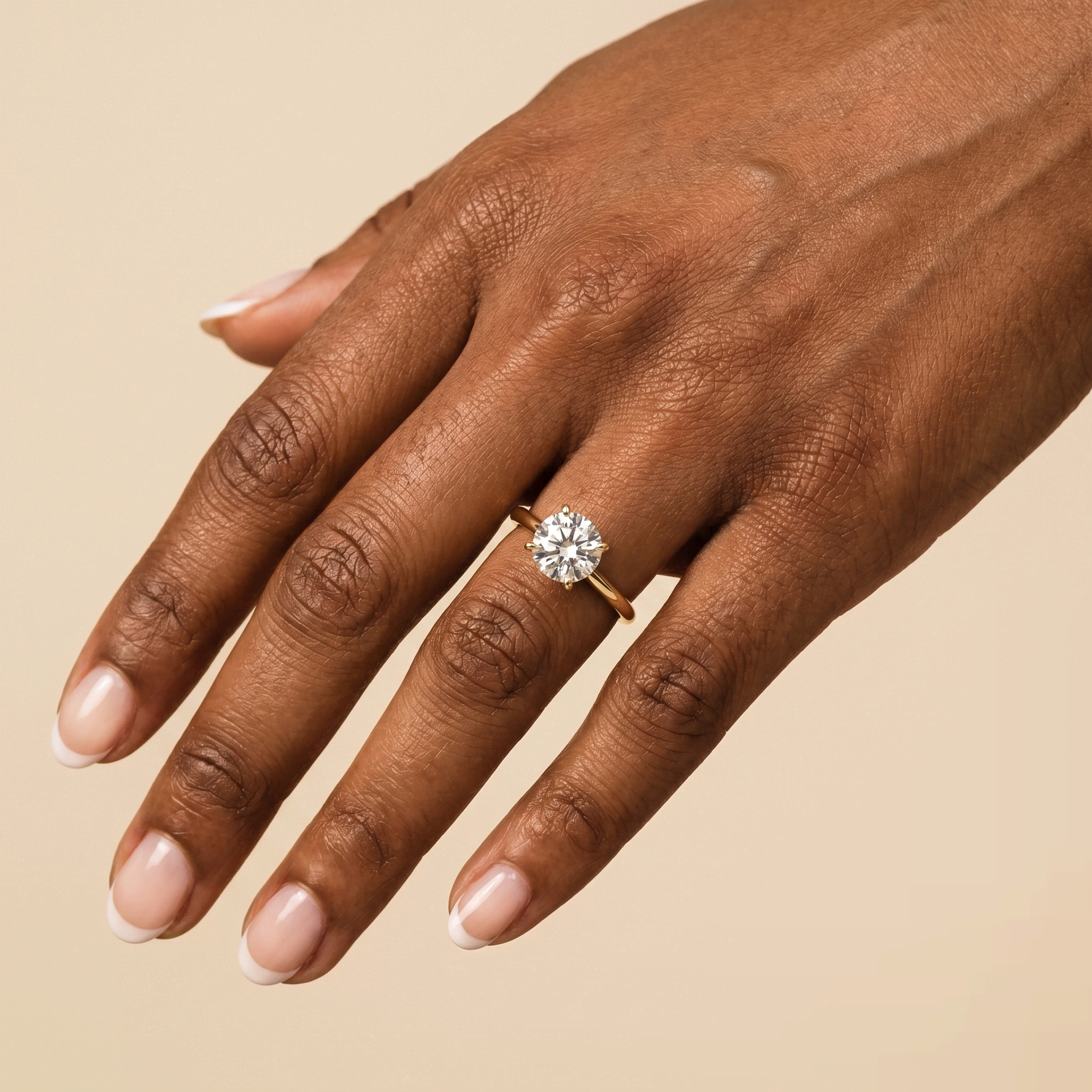 Aria丨2CT Round Lab Grown Diamond Ring In 14K Gold - Rings