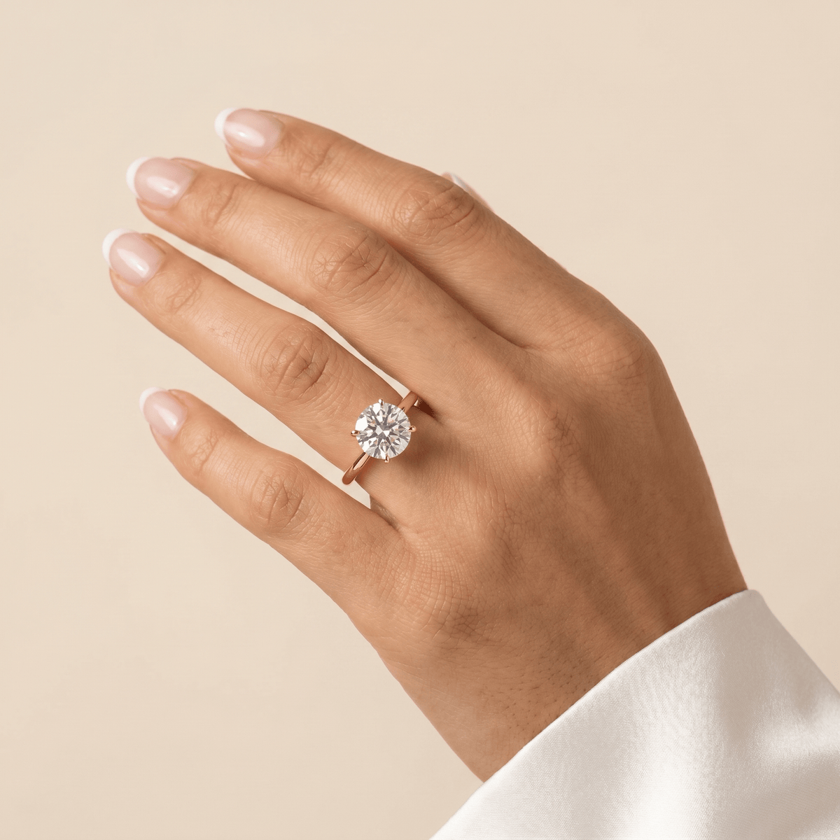 Aria丨3CT Round Lab Grown Diamond Ring In 14K Gold - Rings