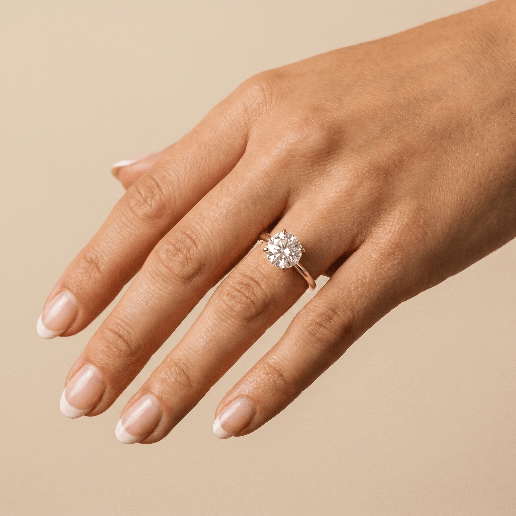 Aria丨3CT Round Lab Grown Diamond Ring In 14K Gold - Rings