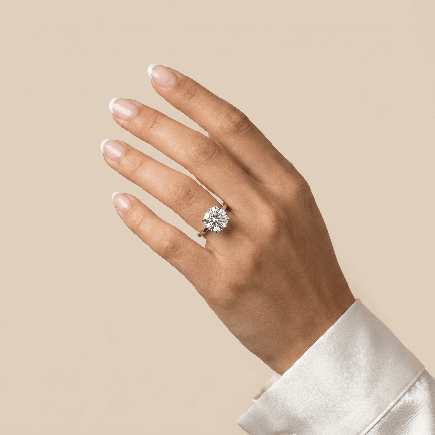 Aria丨3CT Round Lab Grown Diamond Ring In 14K Gold - Rings