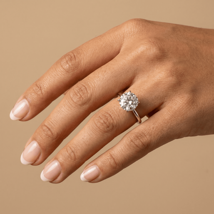 Aria丨3CT Round Lab Grown Diamond Ring In 14K Gold - Rings
