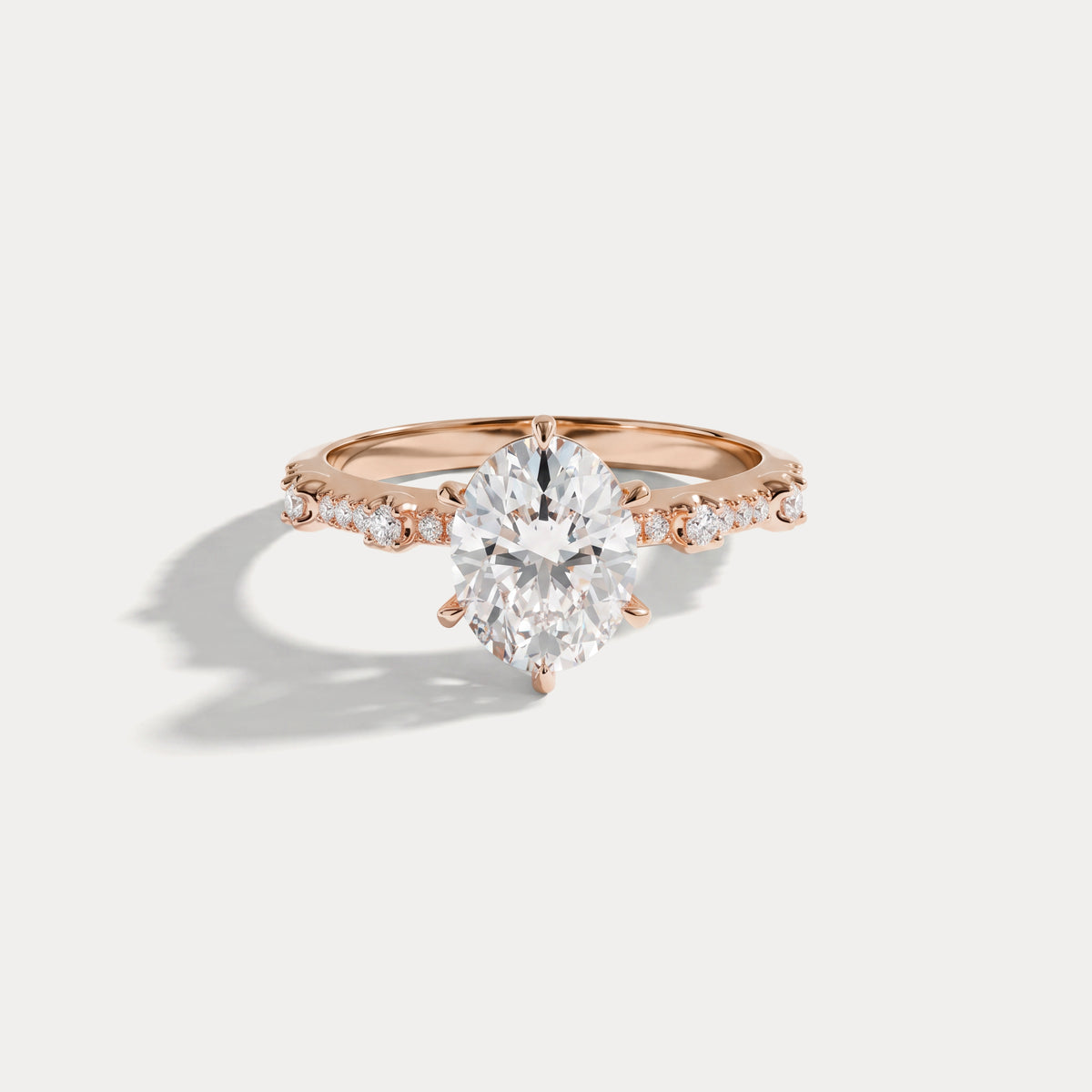 Hannah | Oval Lab Diamond Scalloped Pavé Engagement Ring - Rings