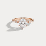 Hannah | Oval Lab Diamond Scalloped Pavé Engagement Ring - Rings