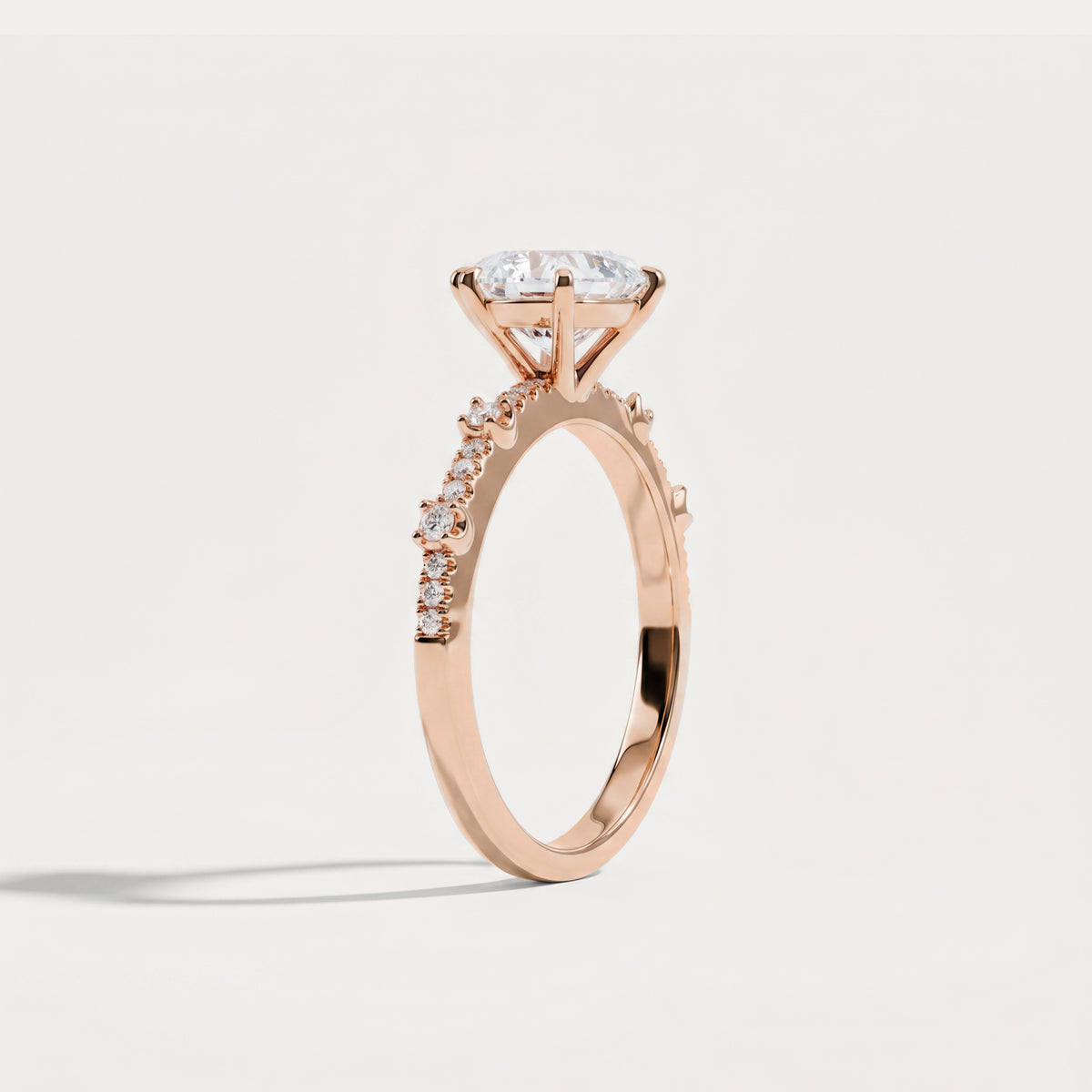 Hannah | Oval Lab Diamond Scalloped Pavé Engagement Ring - Rings