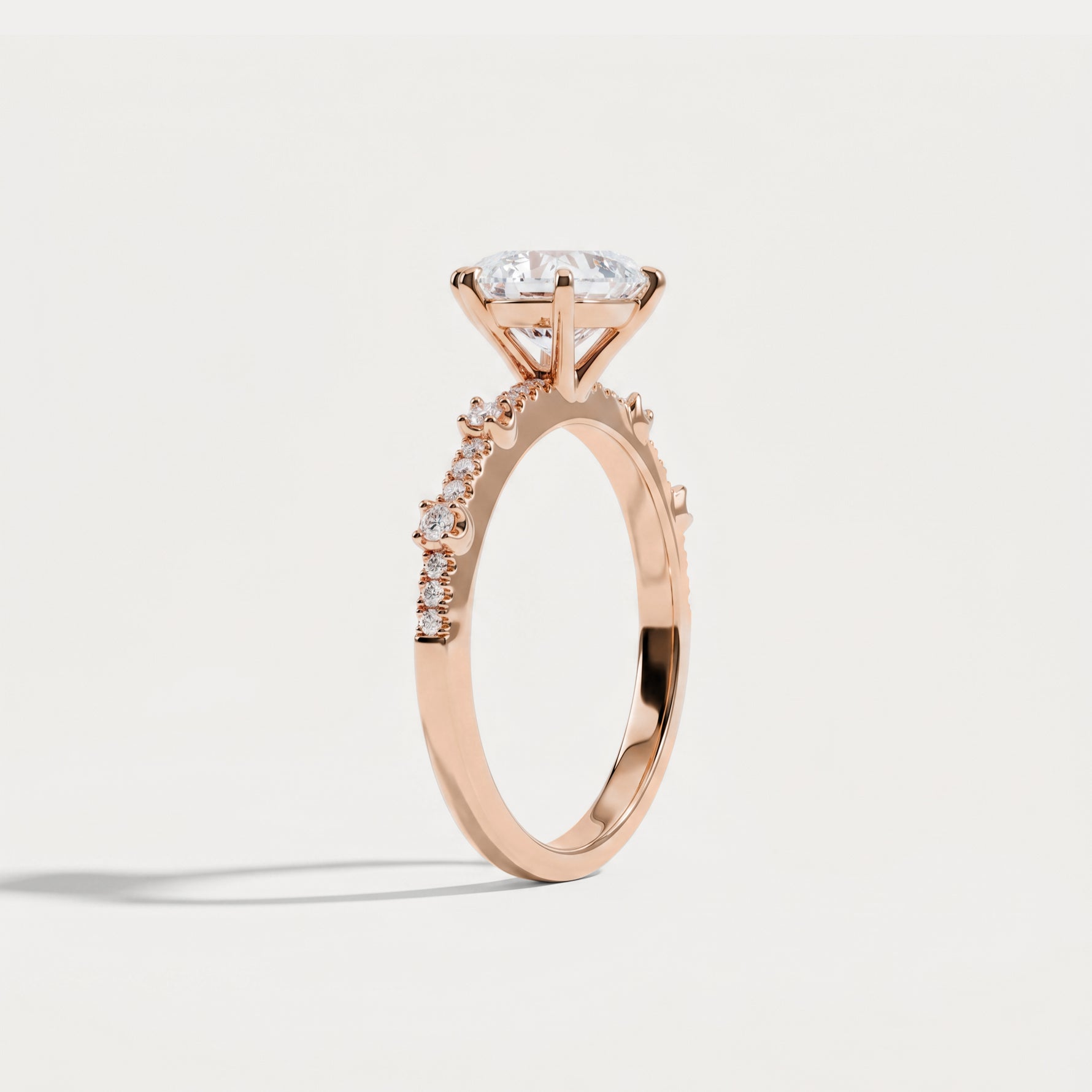 Hannah | Oval Lab Diamond Scalloped Pavé Engagement Ring - Rings